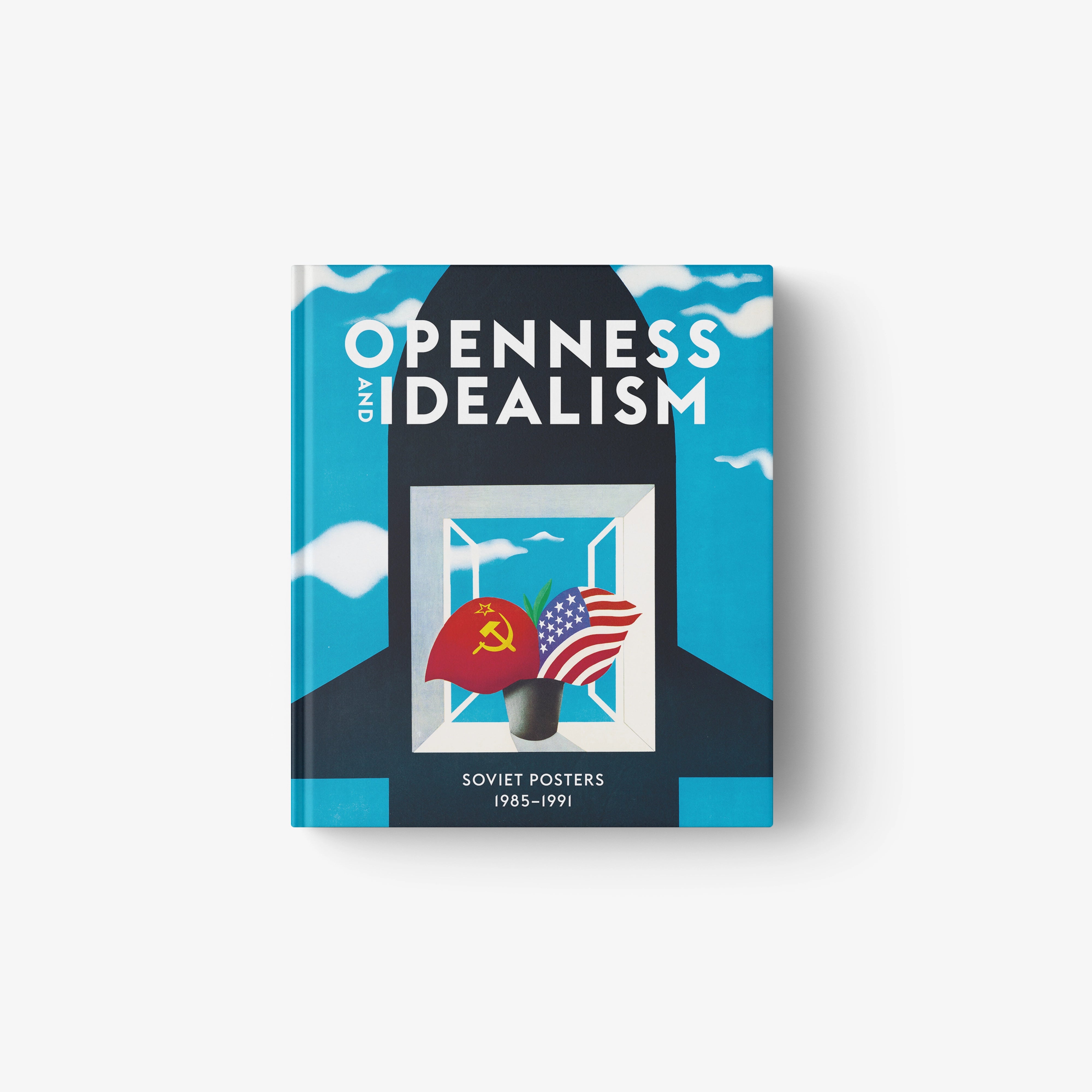 Book cover with a blue sky background, featuring Soviet and American flags, birds, and bold white text reading Openness and.