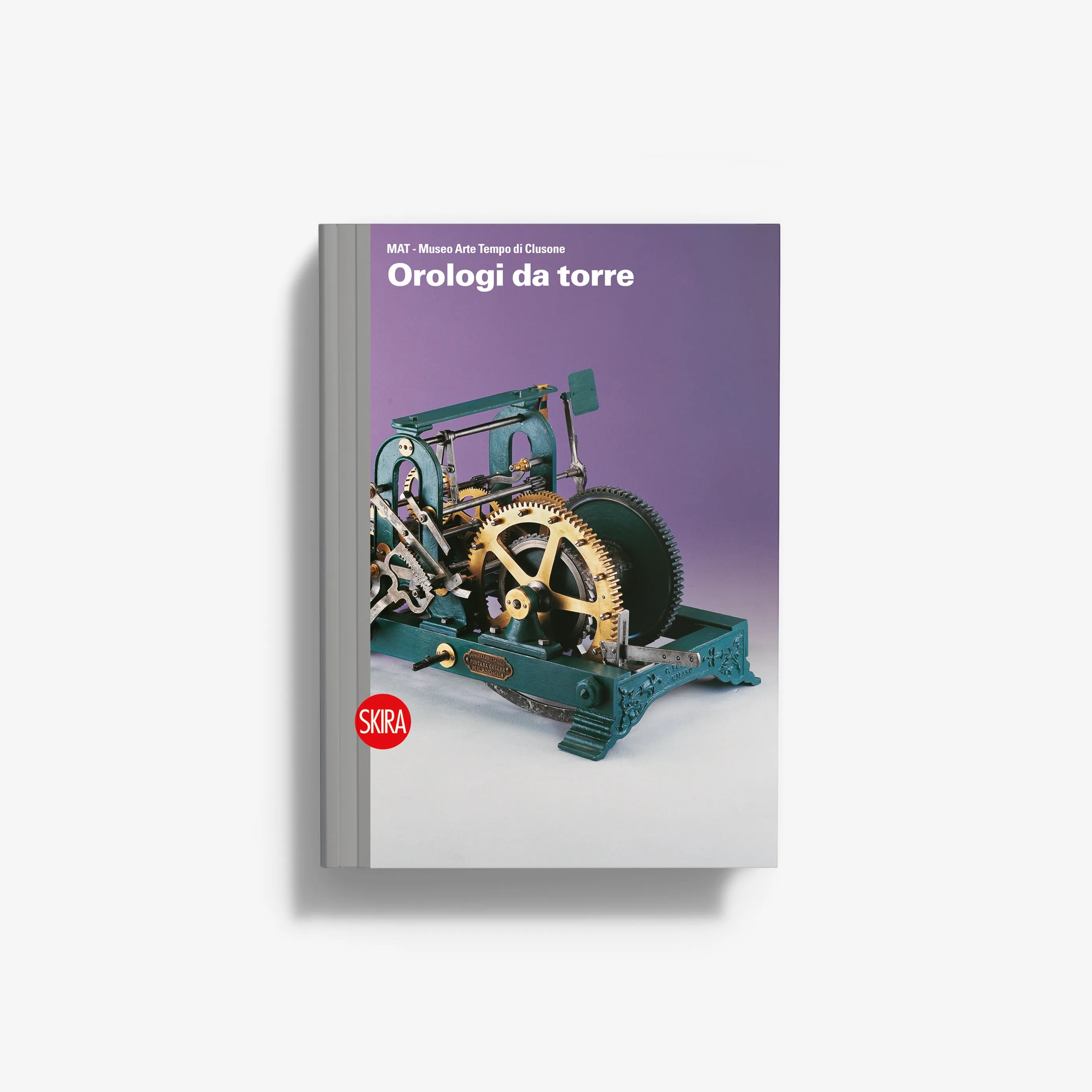 Tower Clocks book cover with teal clockwork illustration and purple title panel