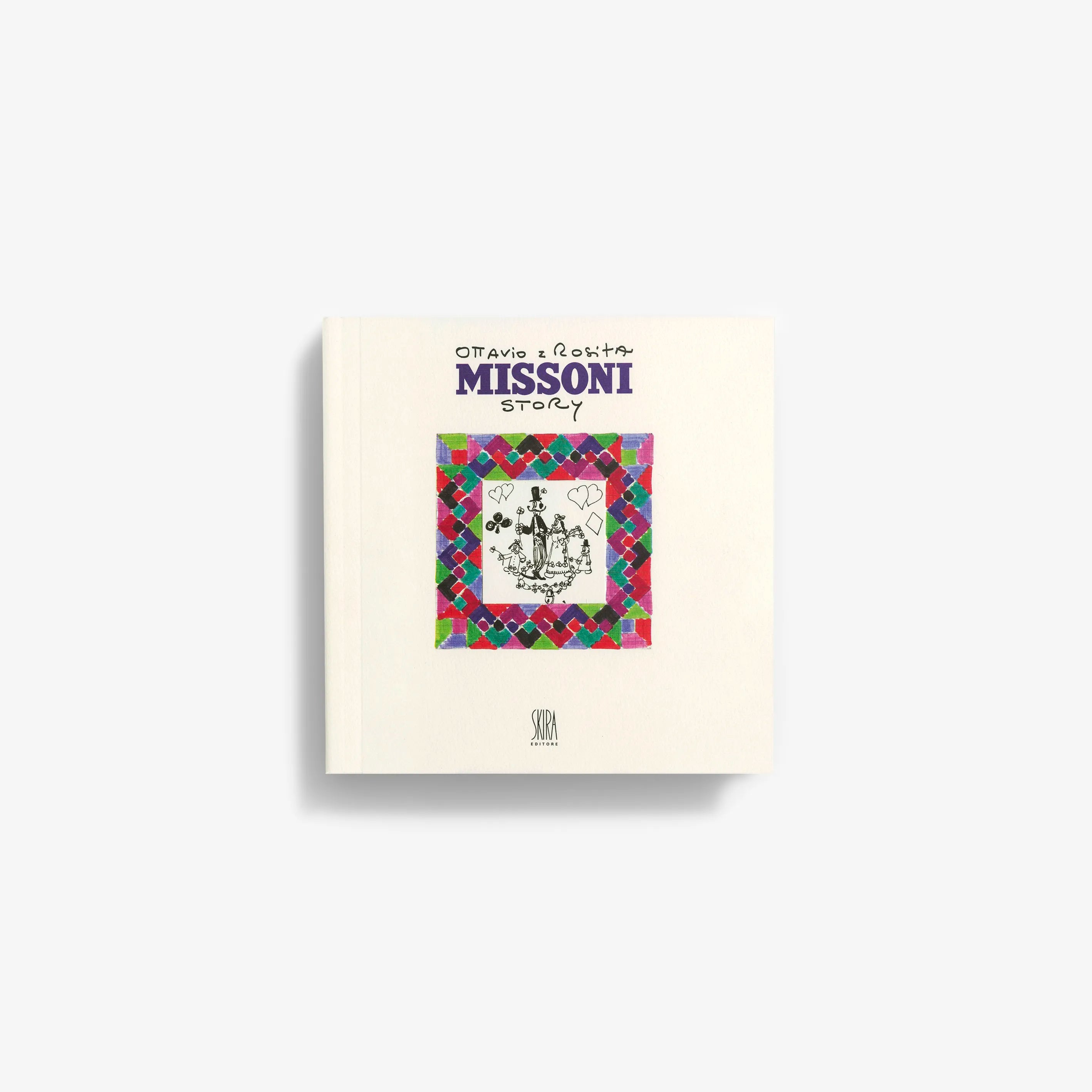 Art book in cream with Missoni Story cover by Skira Arte, with photographic puzzle of Missoni creations