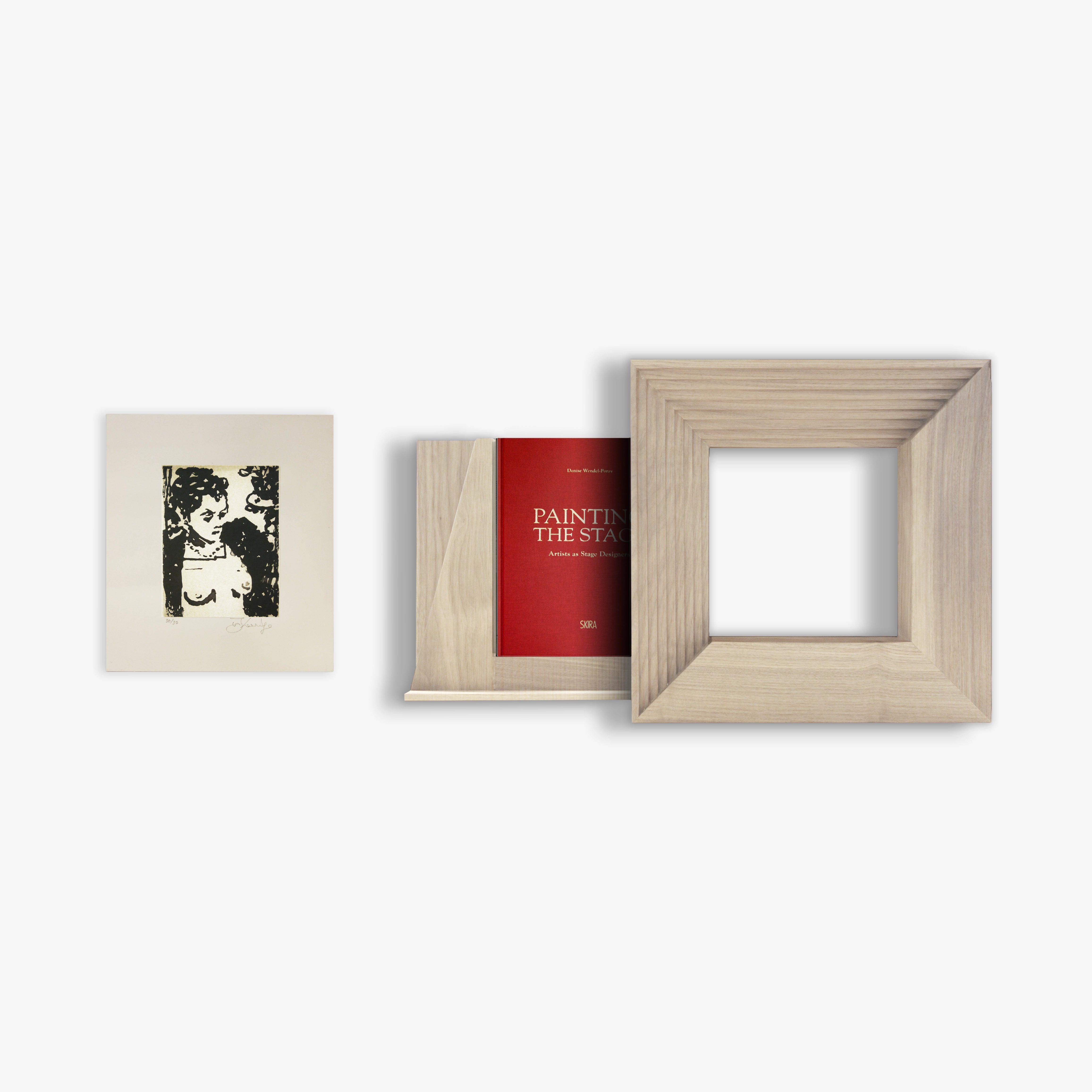 Limited edition art book set with wooden picture frame and small illustrated print