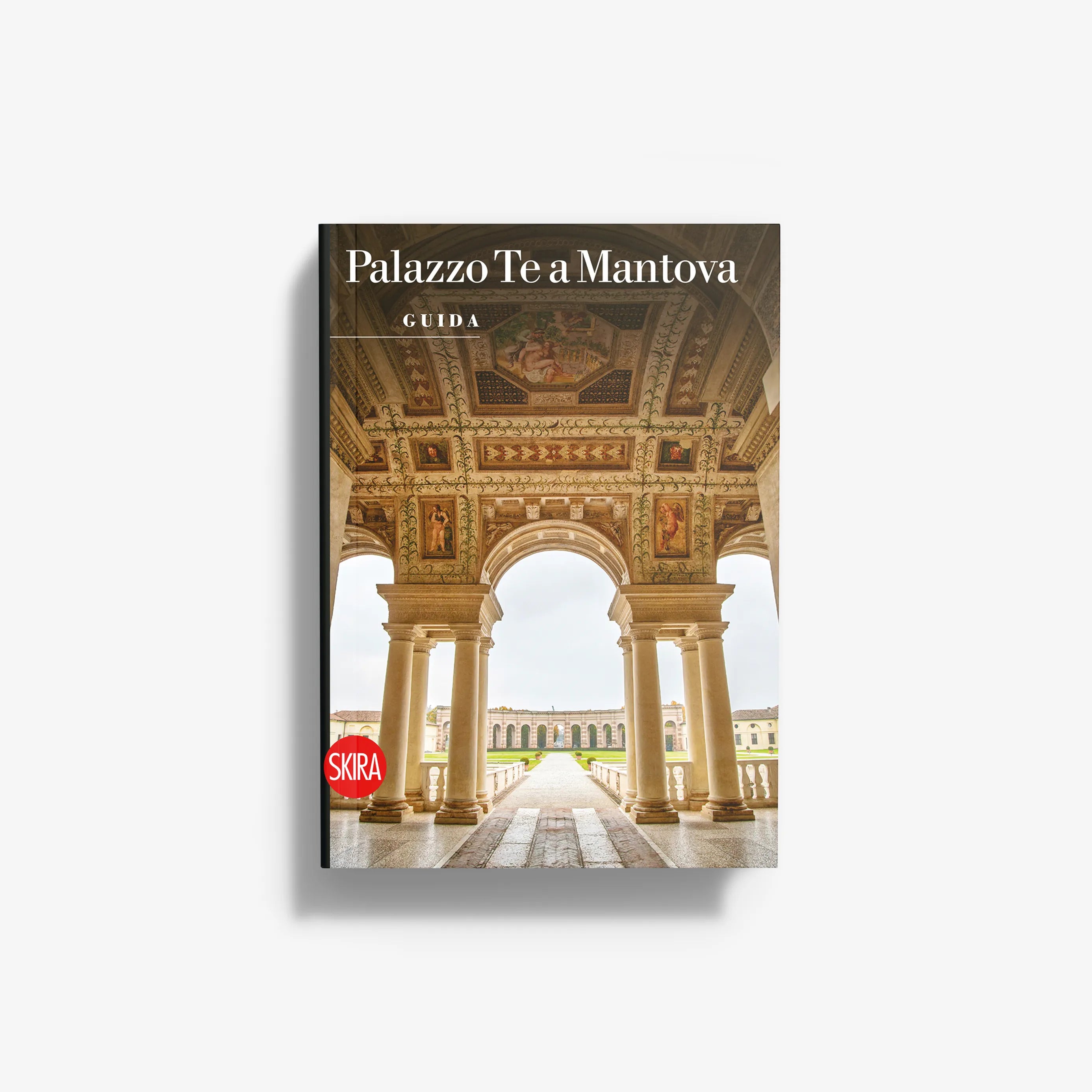 art guidebook by Skira Arte with illustrated cover of Palazzo Te a Mantova, Renaissance villa with halls and gardens