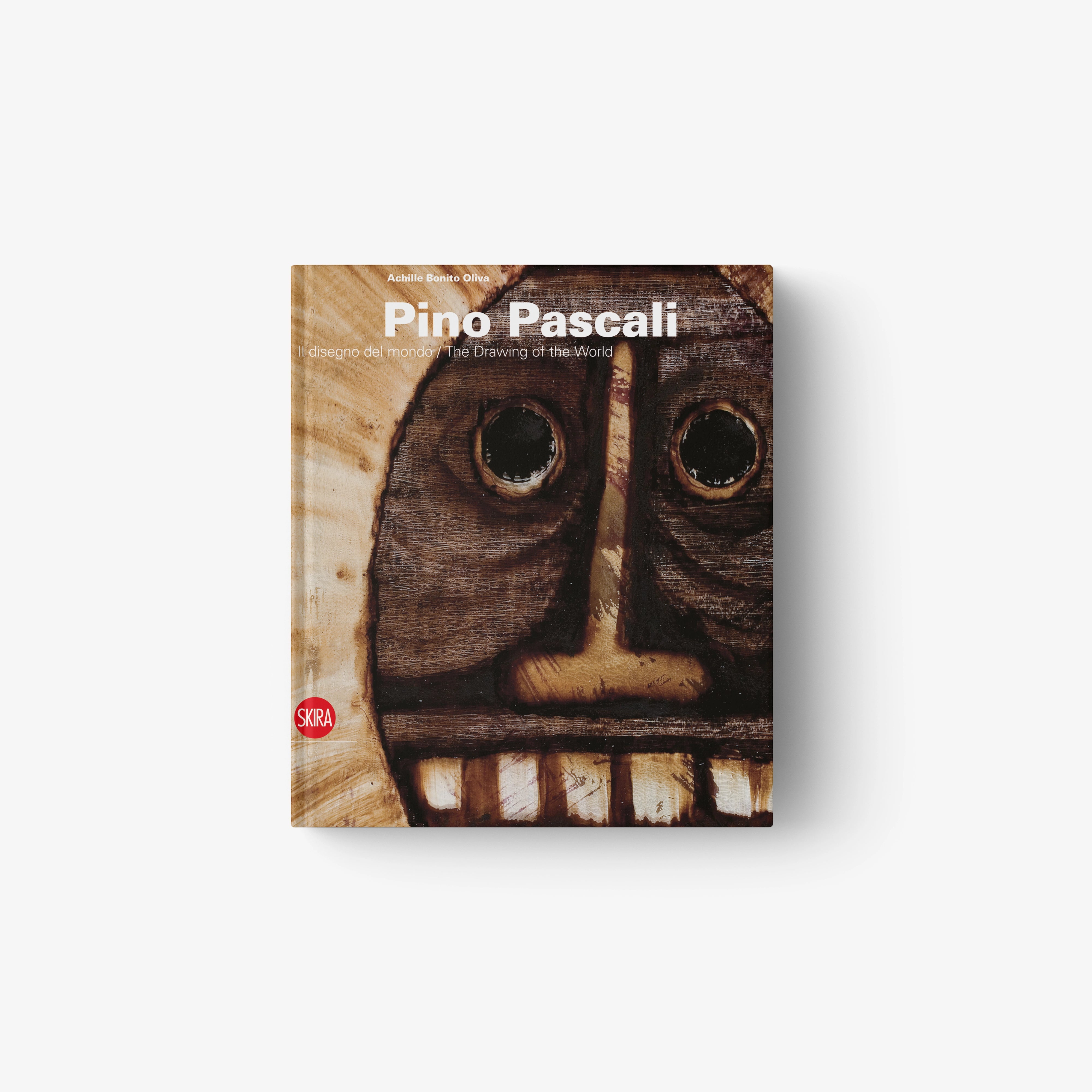 Pino Pascali art book, brown cover with owl-like face illustration and title text