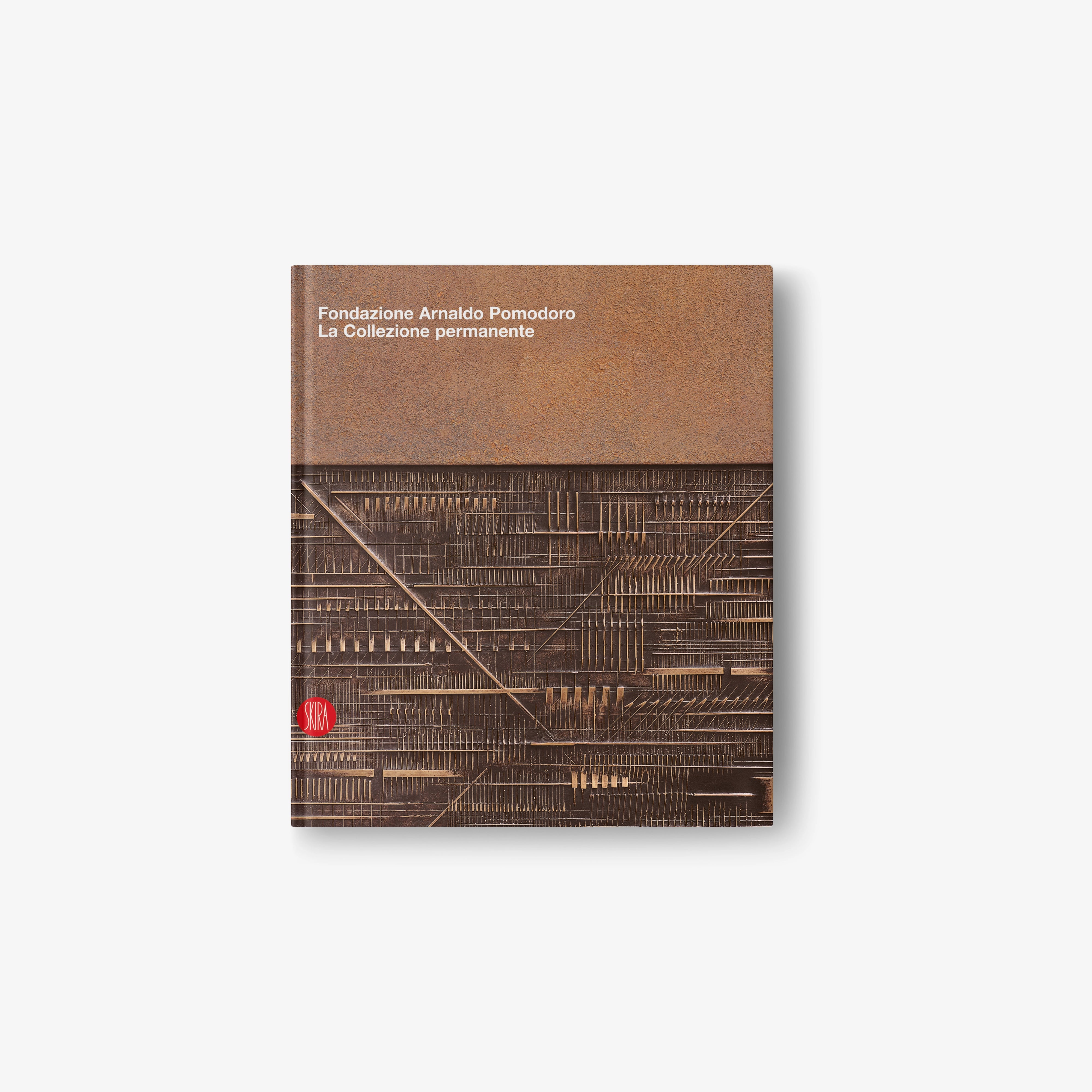Permanent Collection book by Fondazione Arnaldo Pomodoro, hardcover with abstract pattern