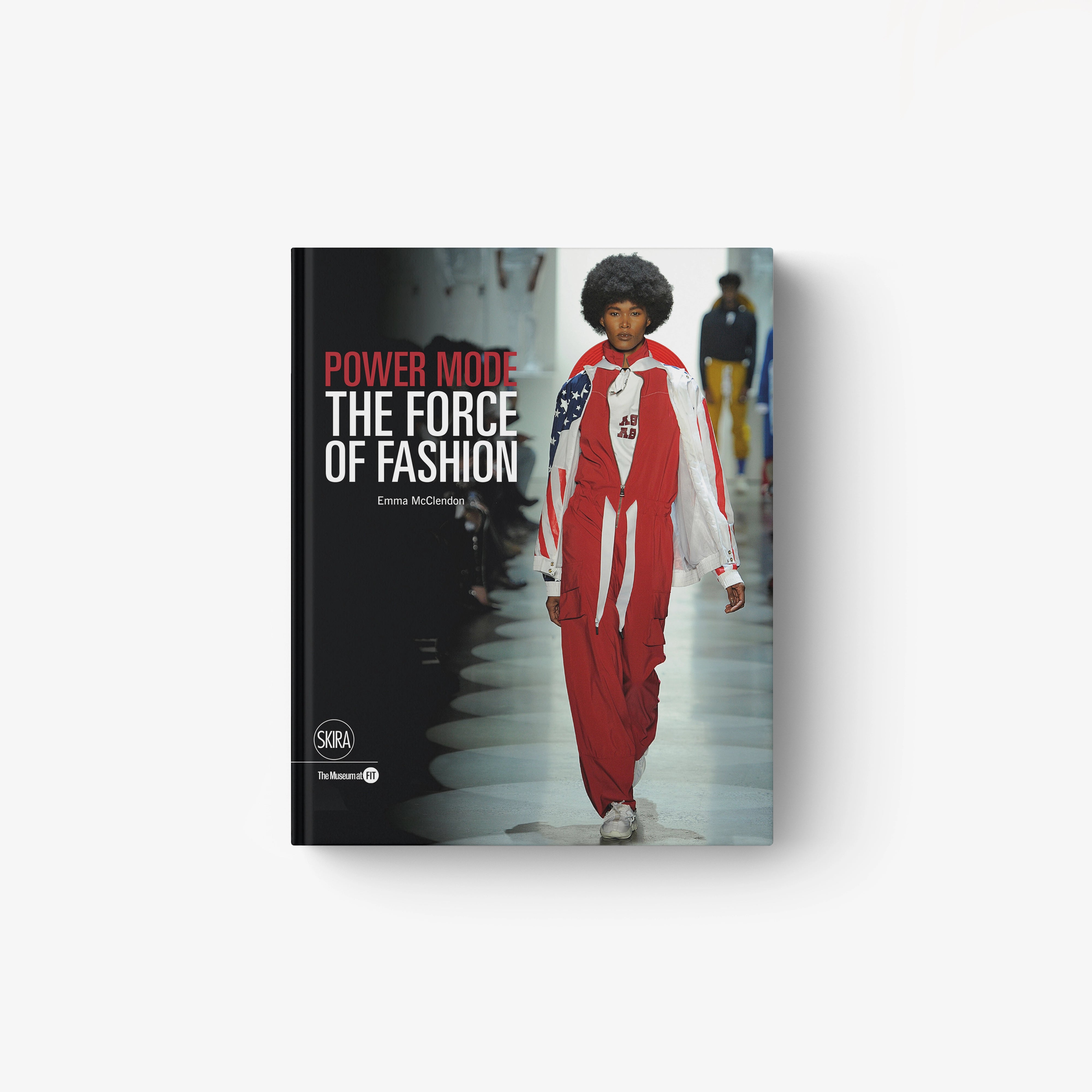 Fashion hardcover book with model in red tracksuit on front cover