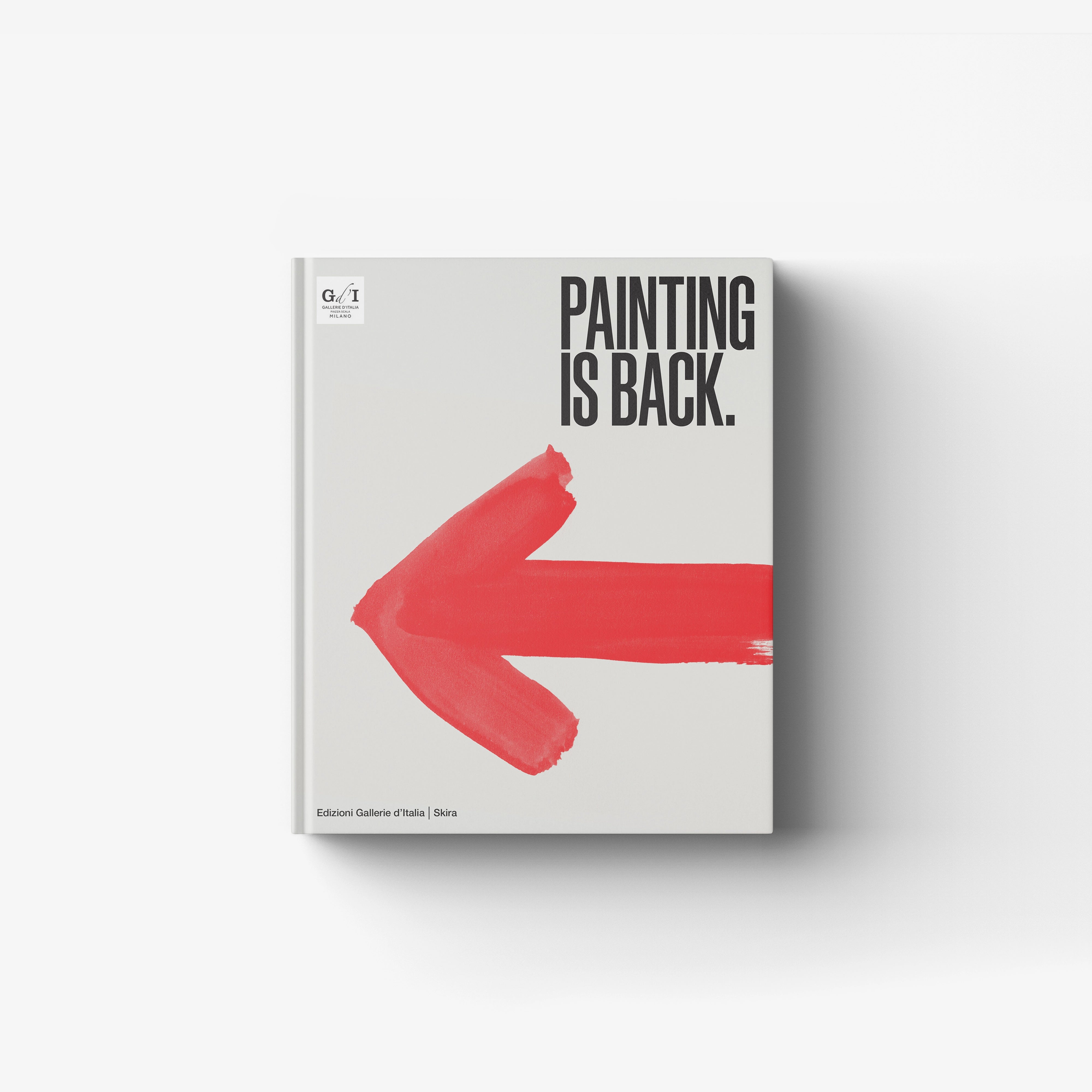 Contemporary art book by Skira Arte with red paint stroke cover, titled Painting is back, catalogo d'arte contemporanea