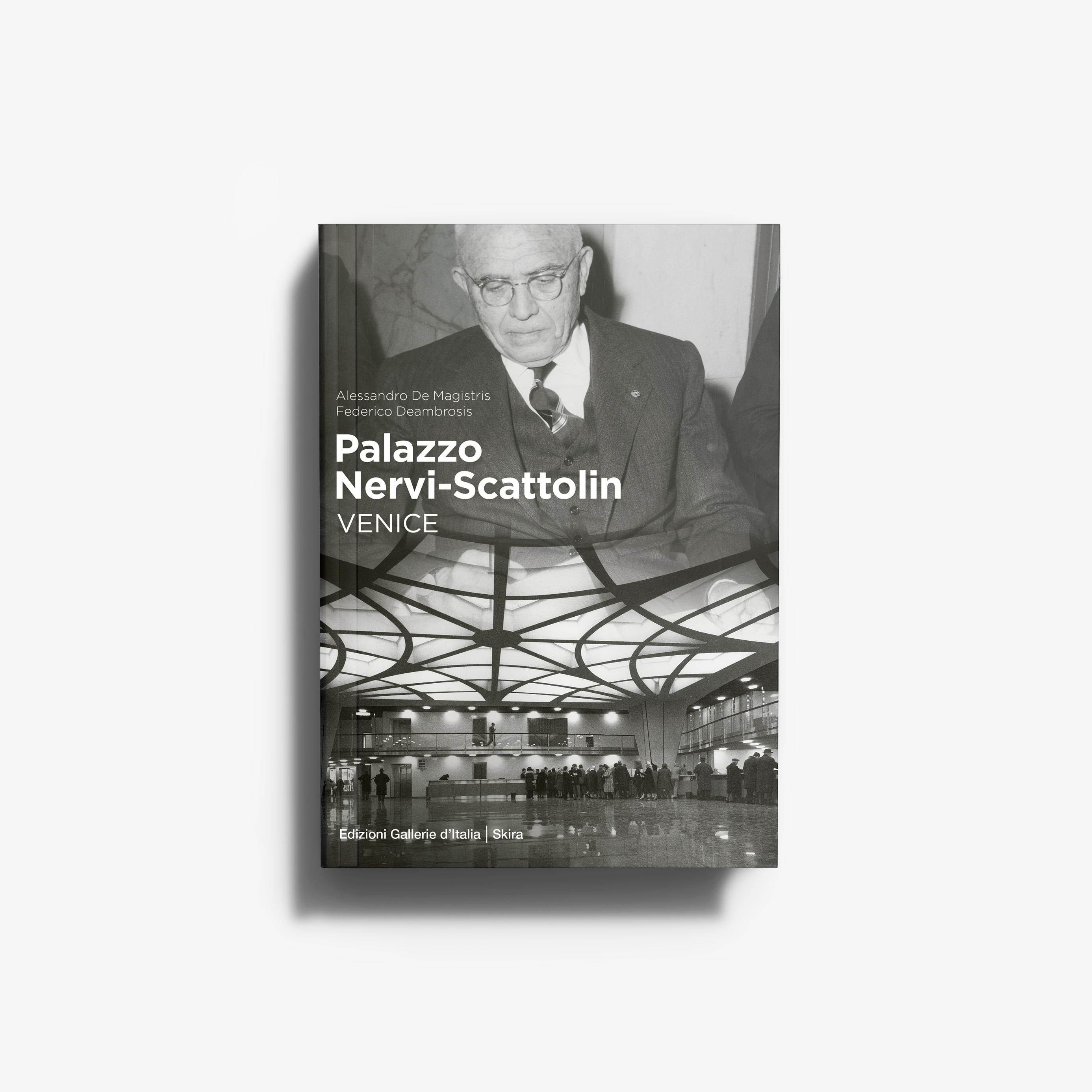 Hardback project history book by Skira Arte, Palazzo Nervi Scattolin, English-language edition, black and white cover