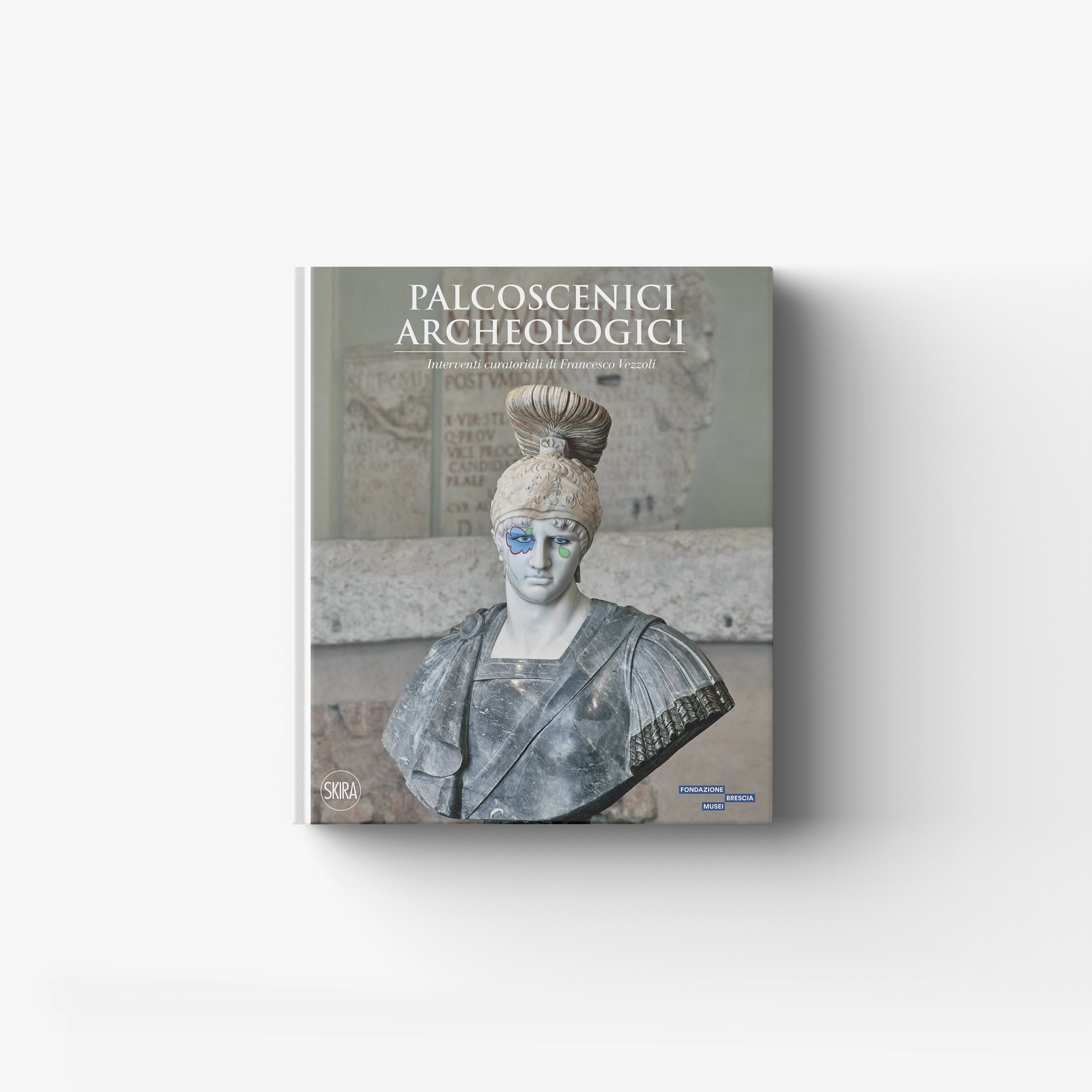 Illustrated art book in muted green with Roman bronze theme, Skira Arte, Palcoscenici archeologici cover