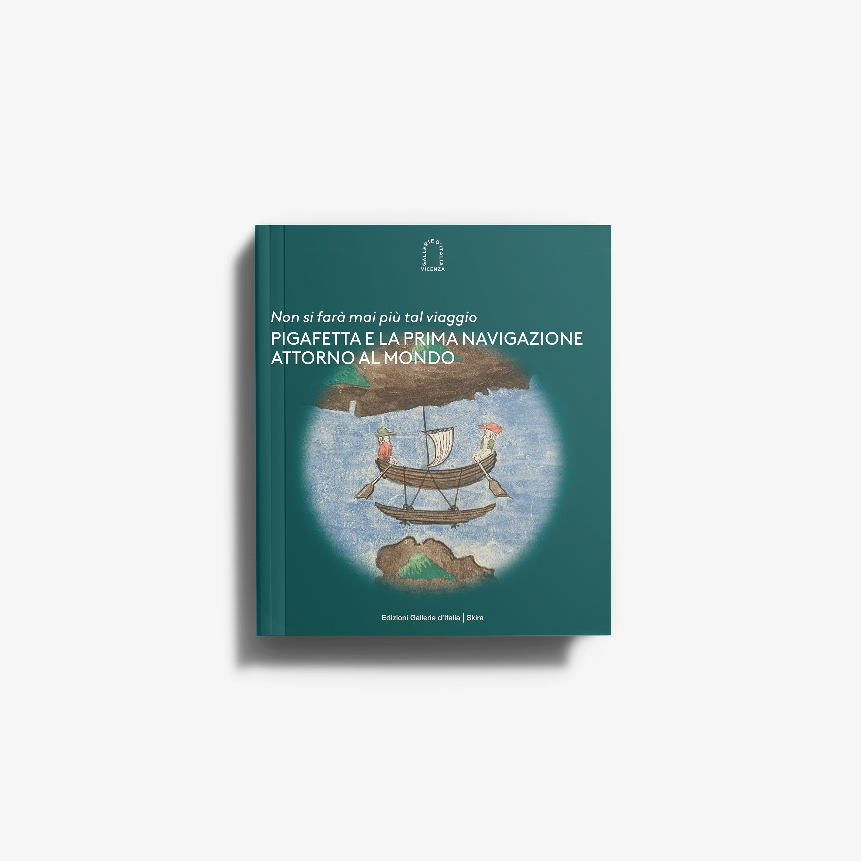 Art book by Skira Arte in teal cover with illustrated sailing ship, for first circumnavigation 1519 to 1522