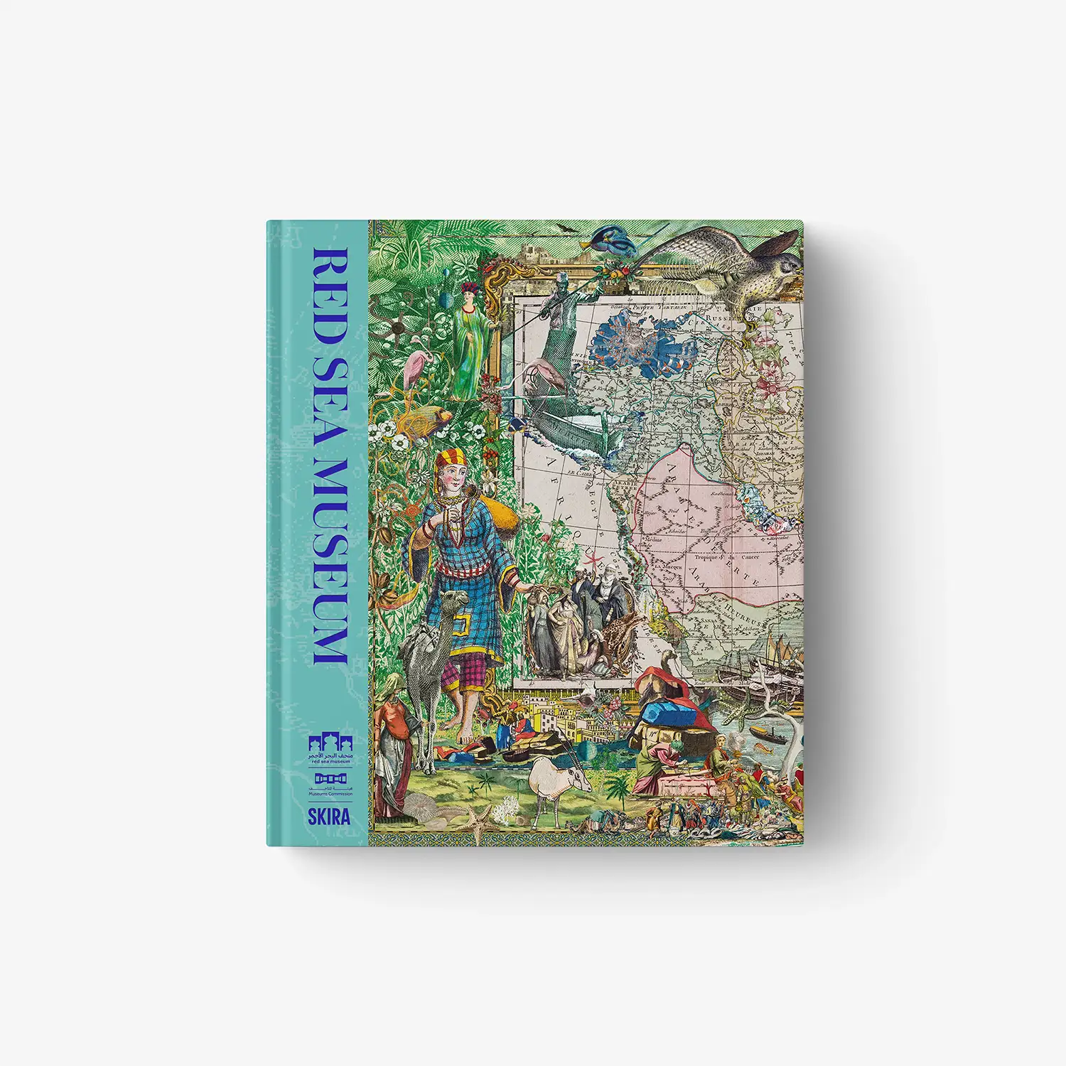Illustrated museum book with colorful cover collage and title spine