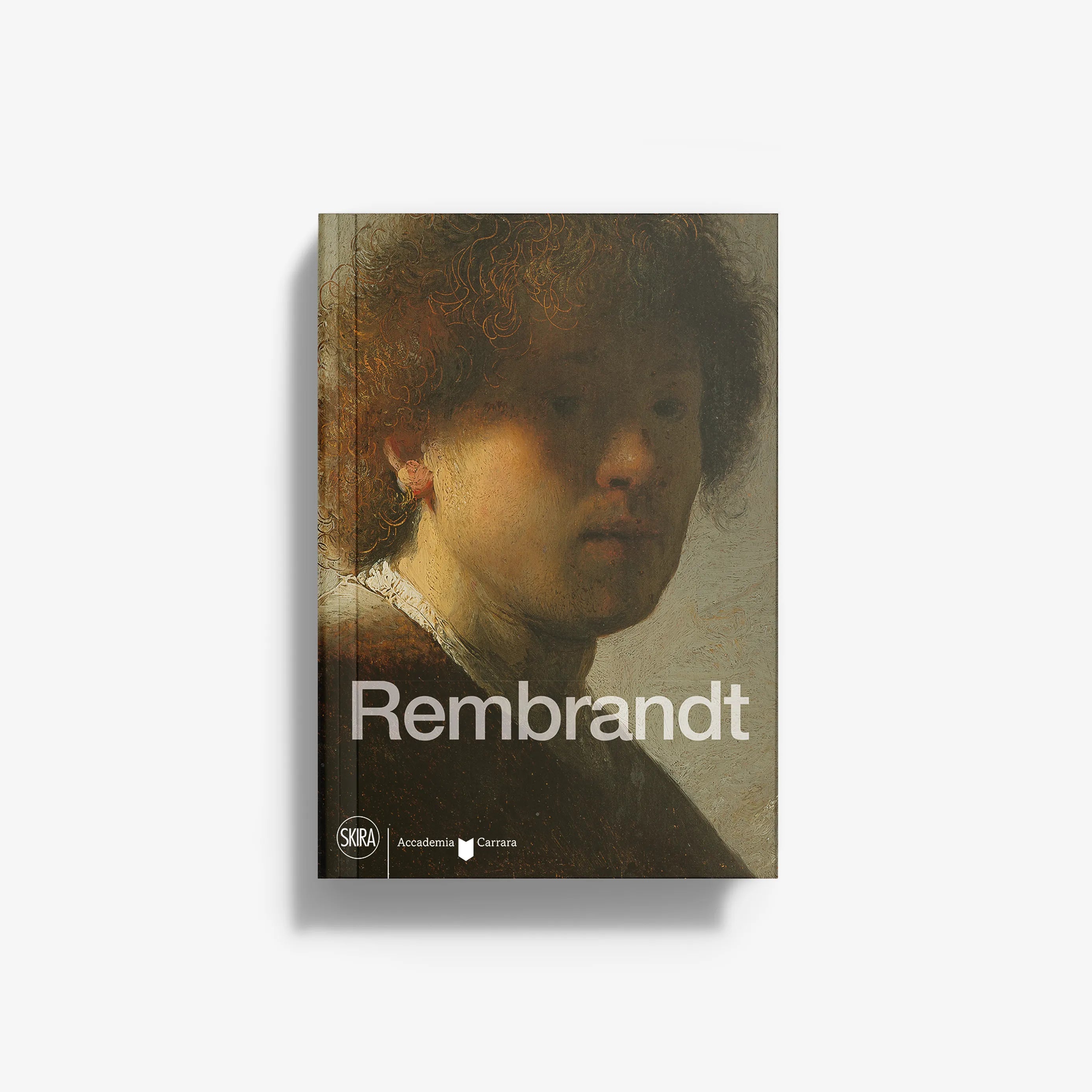 Classic Rembrandt portrait painting with dark tones and soft lighting on canvas-textured background.
