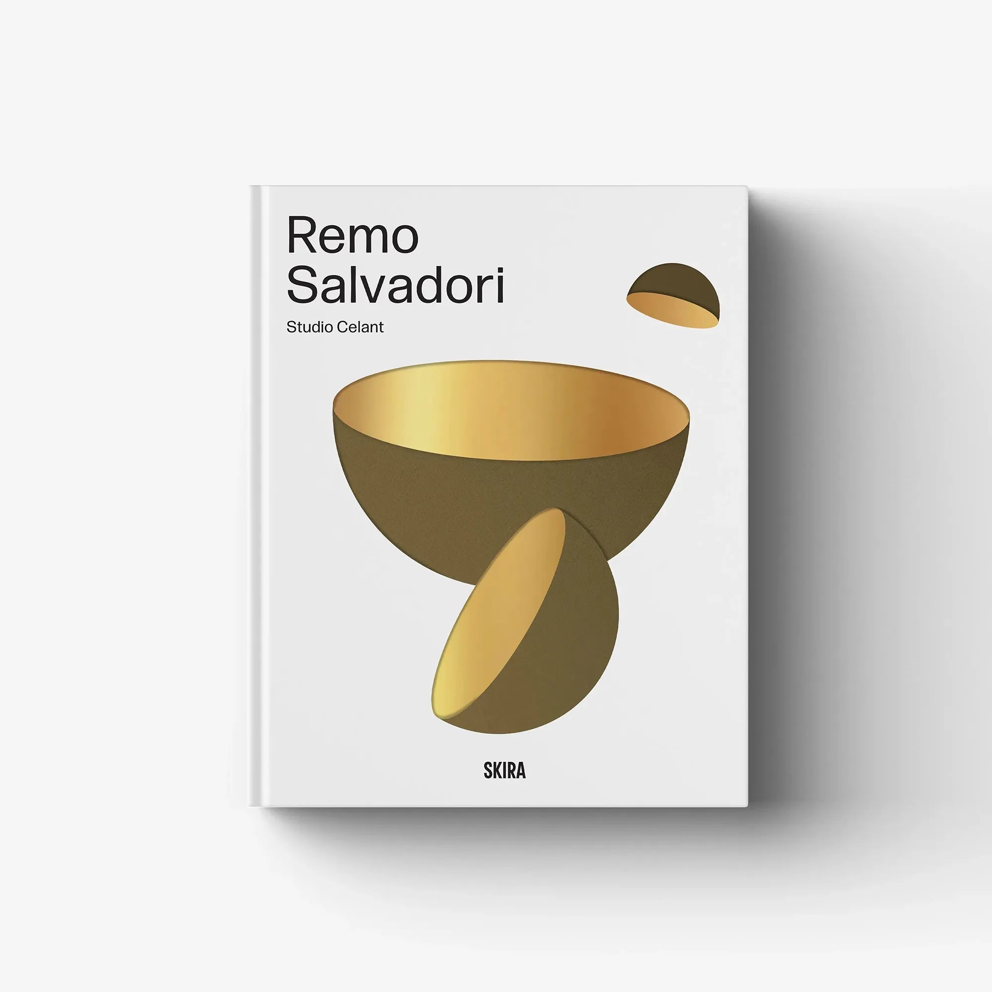 Italian edition art book cover with gold abstract swirl graphic and title text
