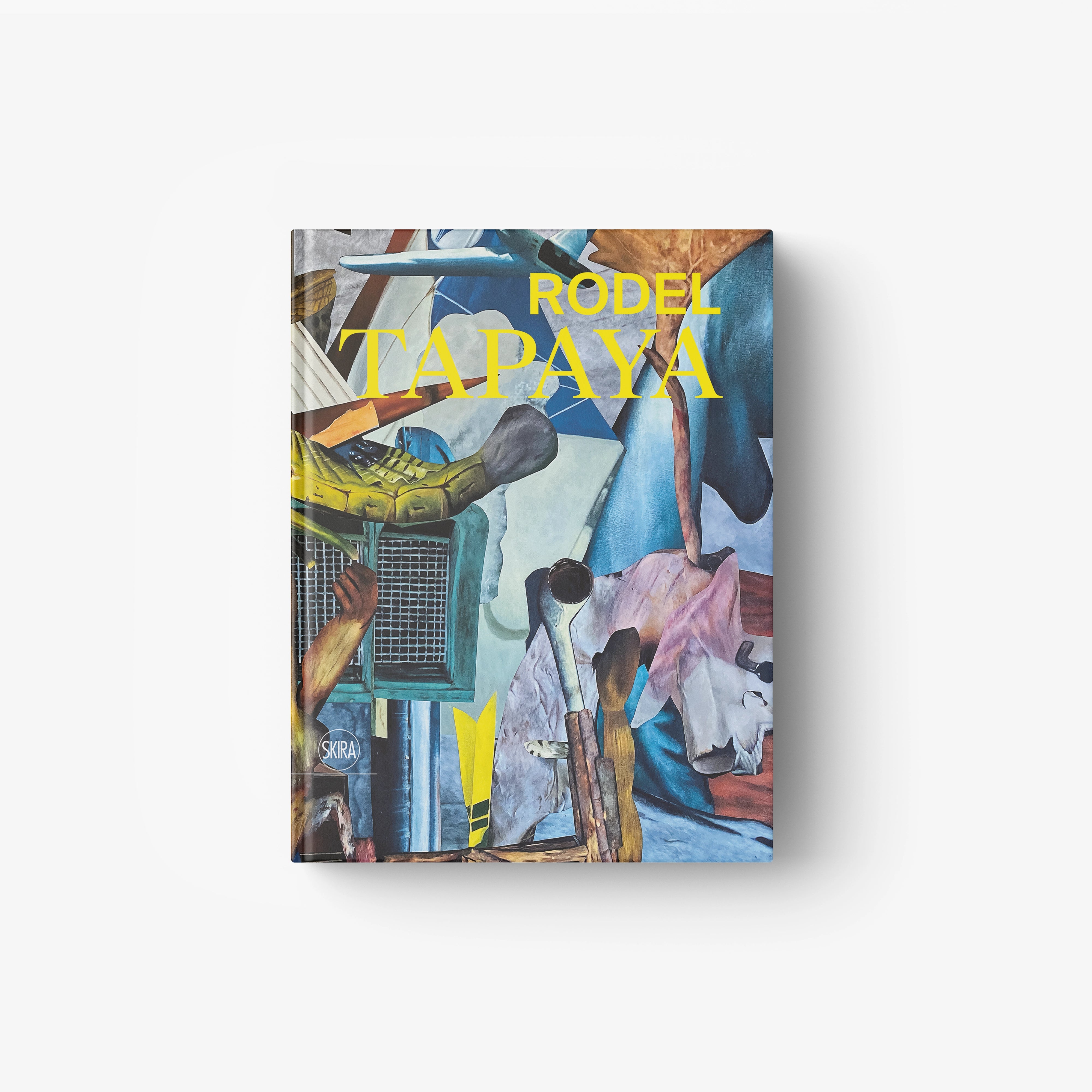 Colorful abstract contemporary artwork with mixed textures and materials by Rodel Tapaya.