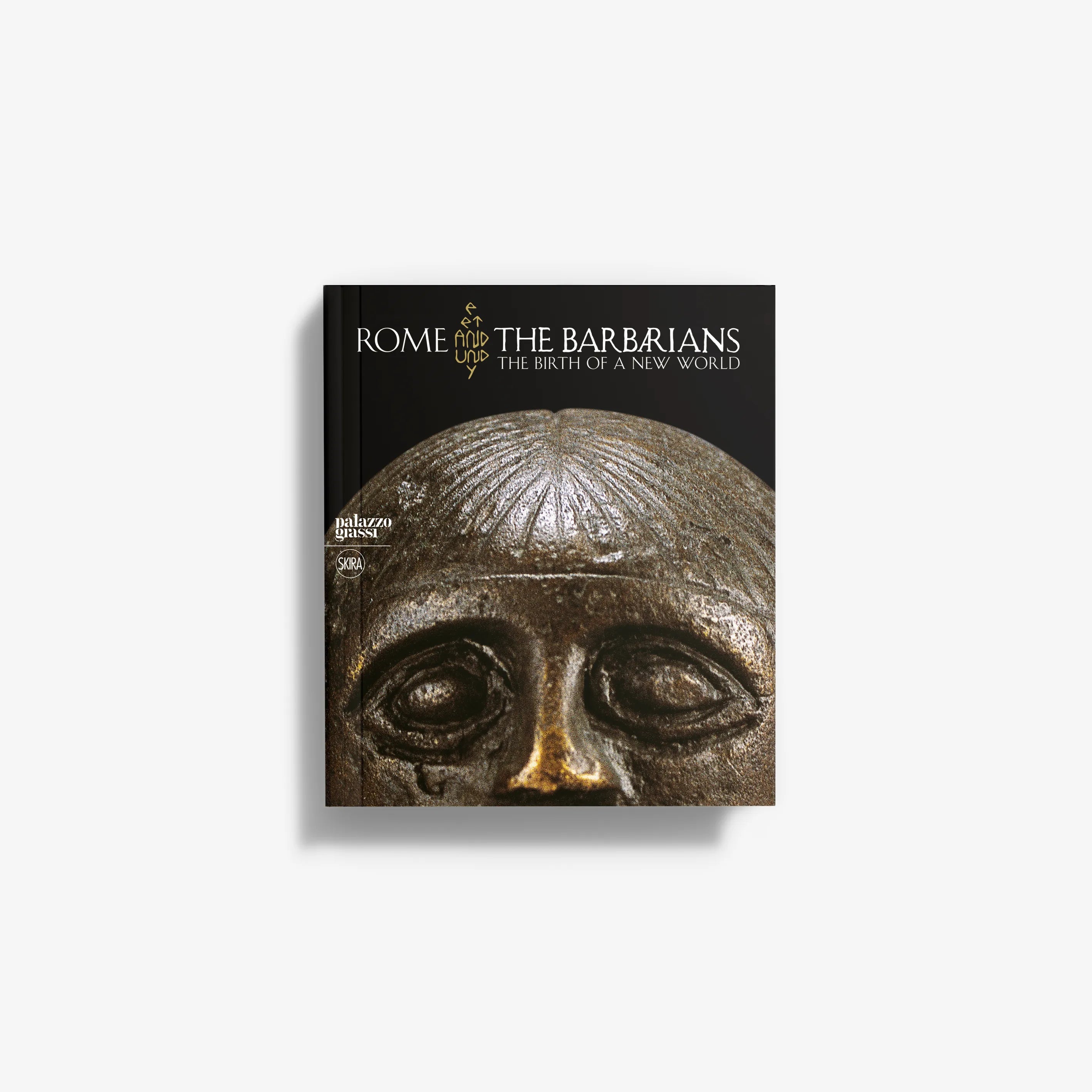 Book cover with bronze warrior face and Roman-themed title text