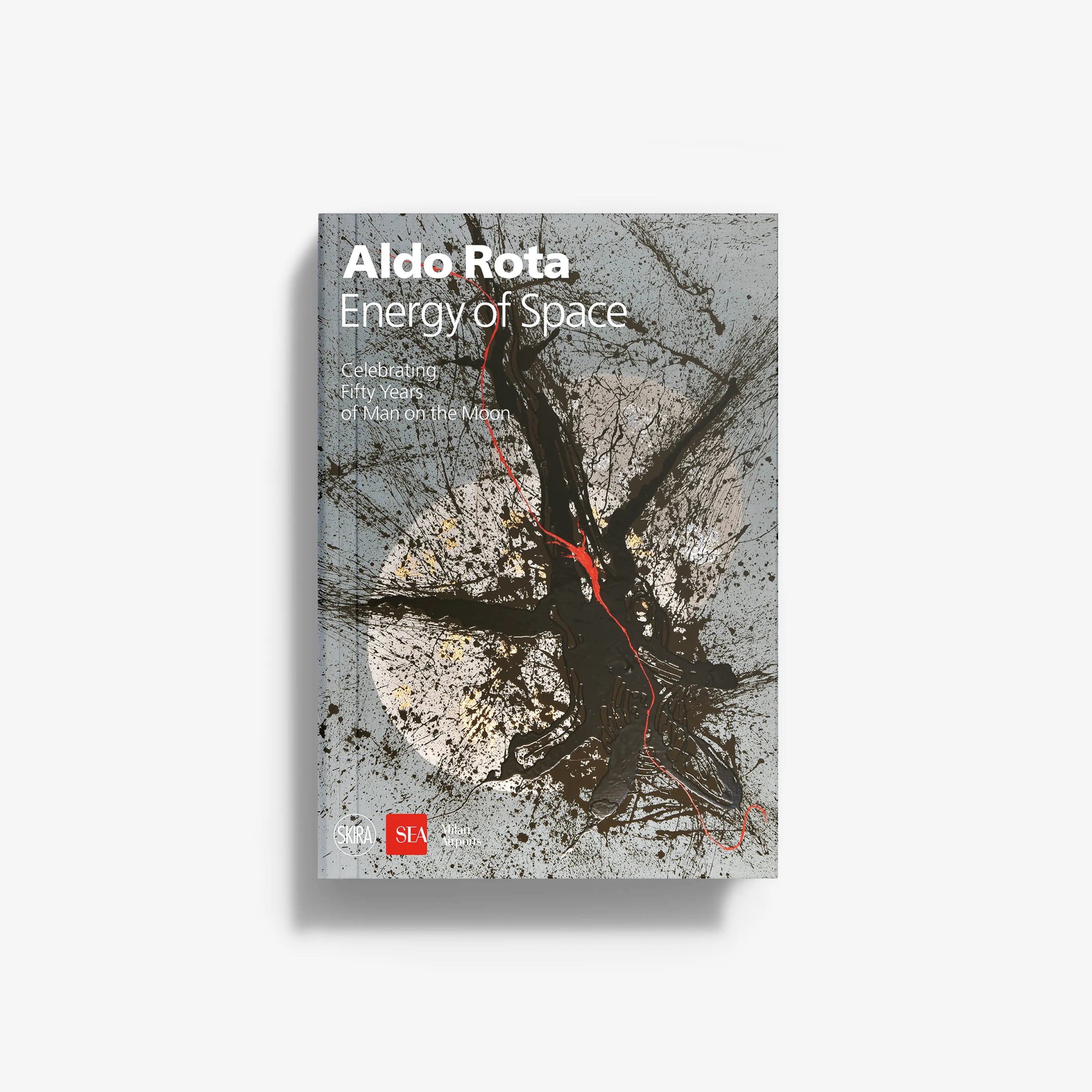 Aldo Rota 'Energy of Space' book cover with abstract gray artwork and red lines