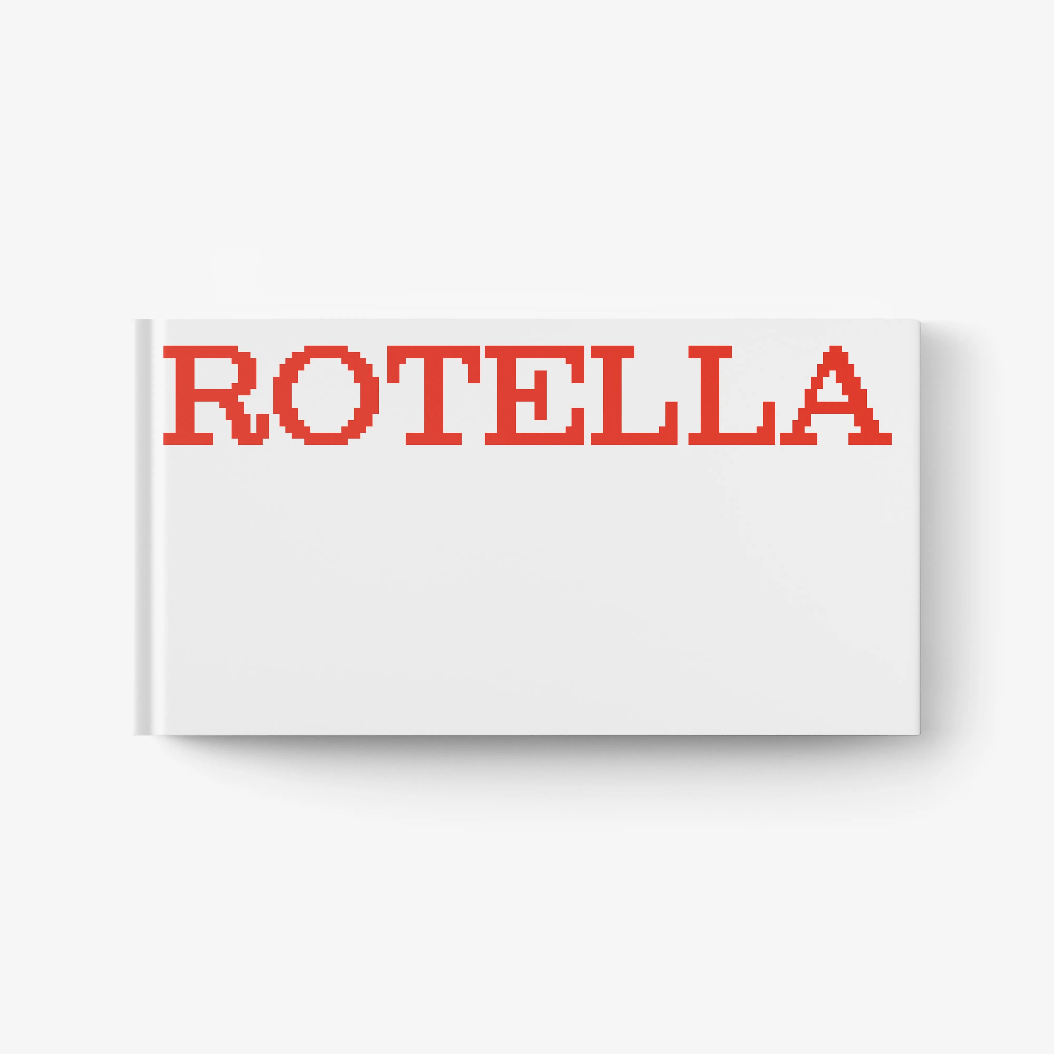 Hardback art book by Skira Arte with red typographic title on white cover, Mimmo Rotella Avenue Rotella
