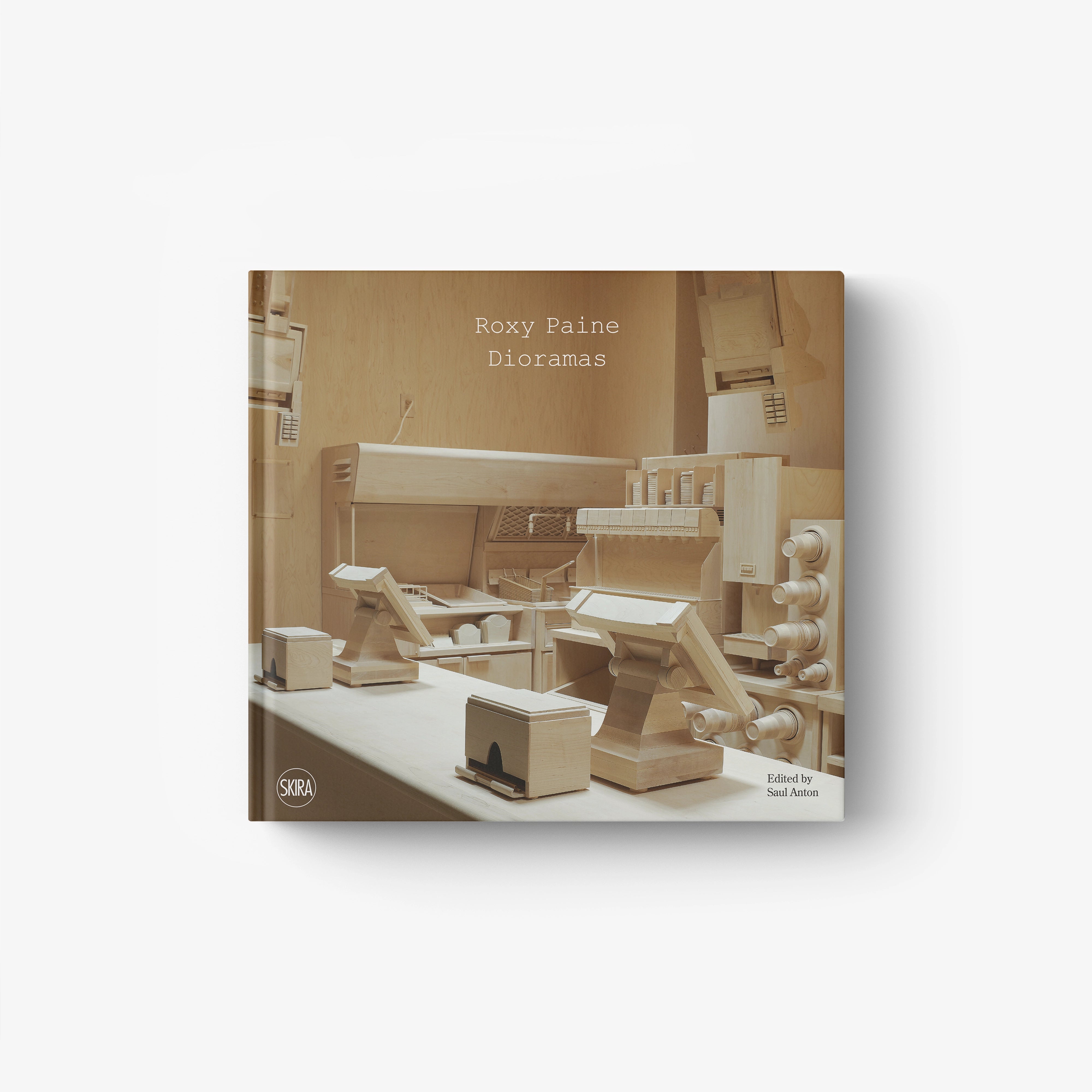 Roxy Paine Dioramas book cover with beige diorama shelves