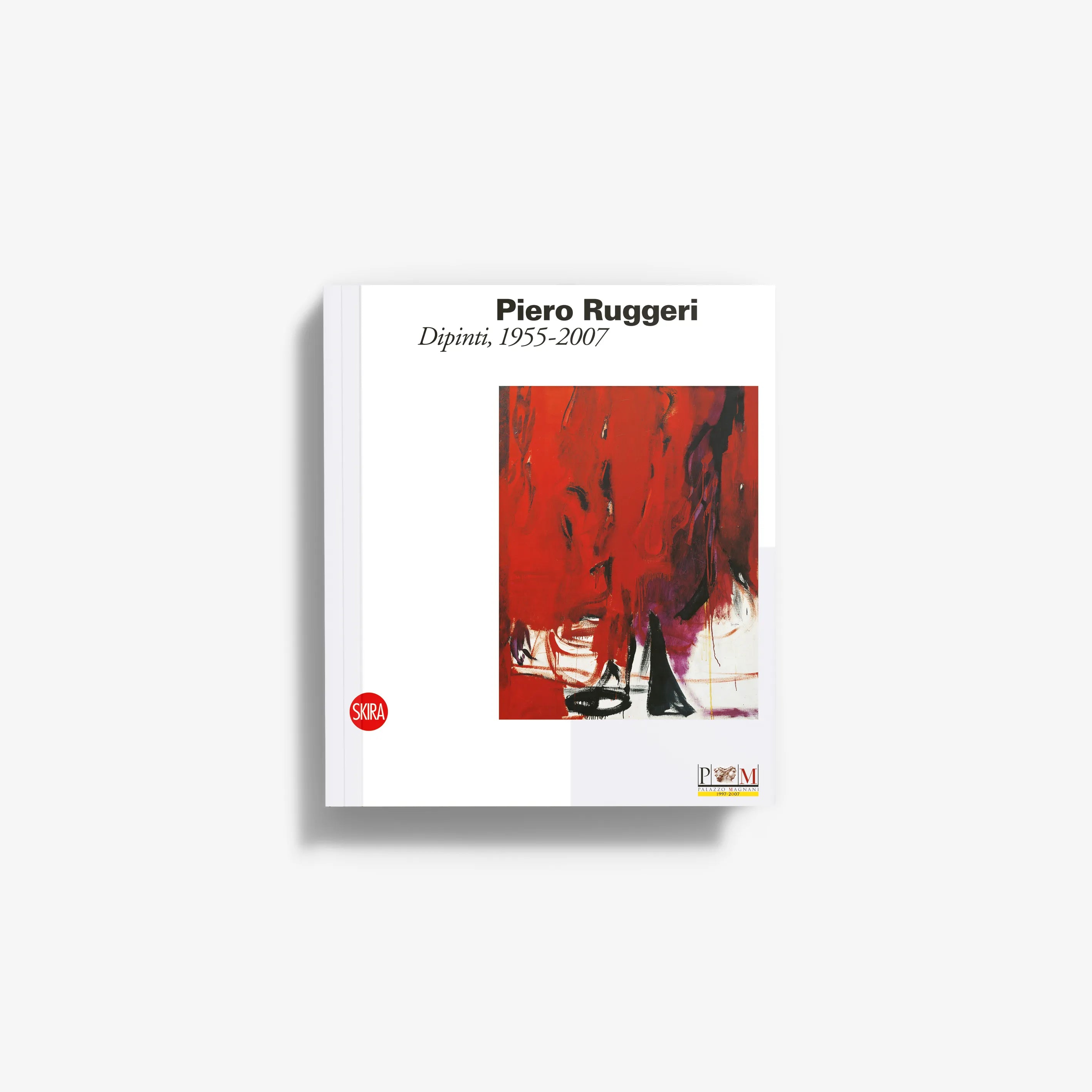 Piero Ruggeri art book with red abstract painting cover and white border