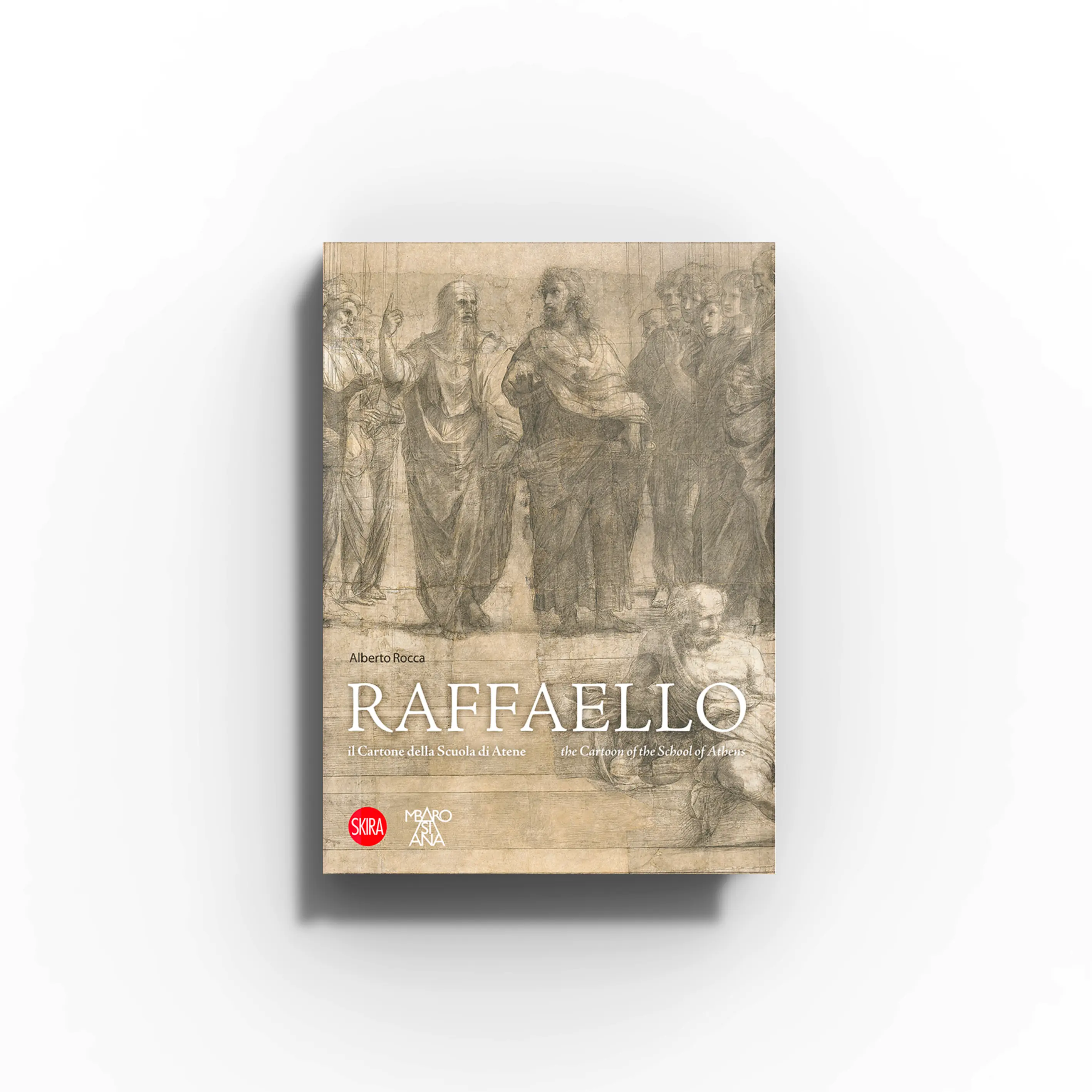 Picture book sul Cartone della Scuola di Atene by Skira Arte, sepia sketch of Raffaello with large natural-size drawing