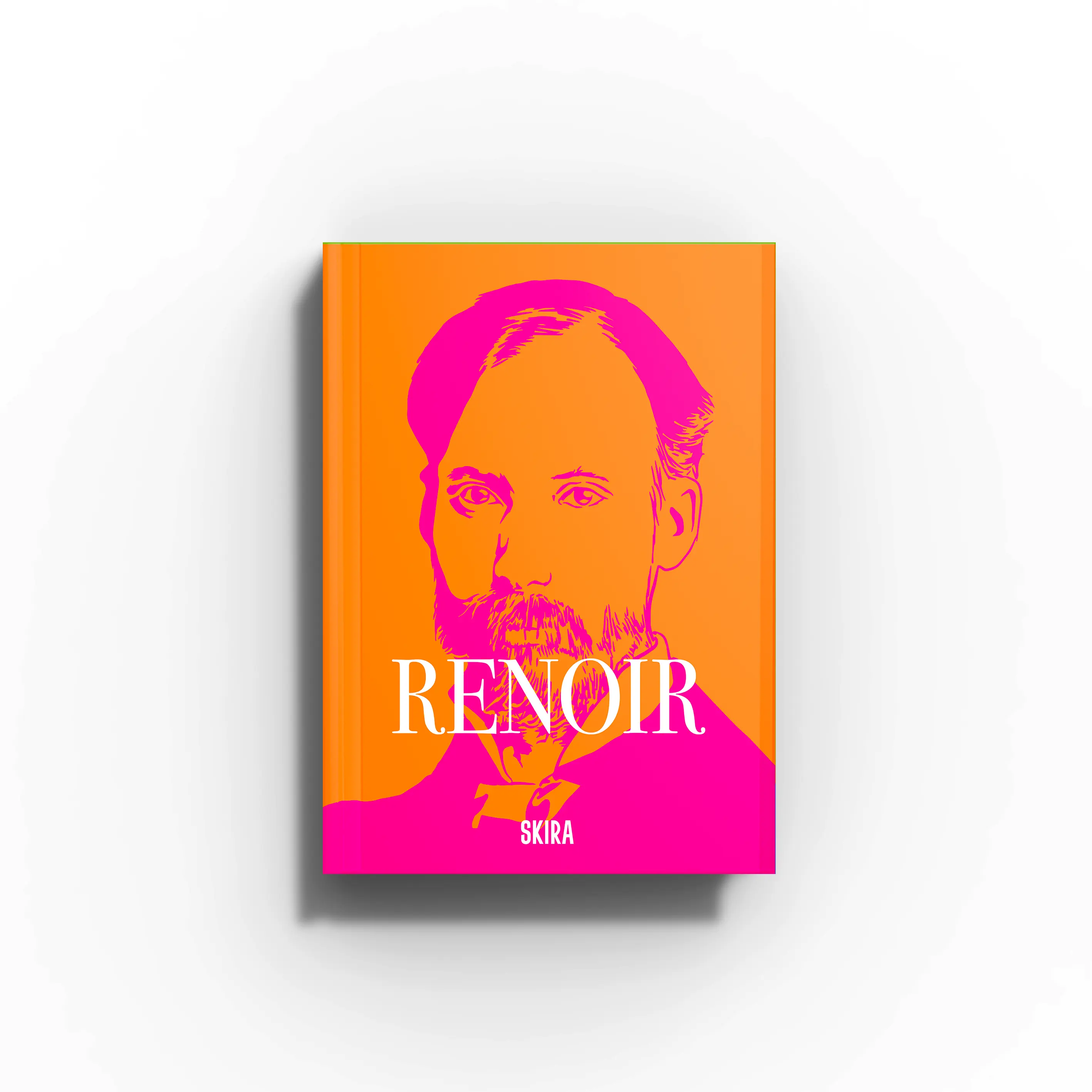 Modern art canvas print by Skira Arte titled Renoir with a bright orange background and magenta portrait figure