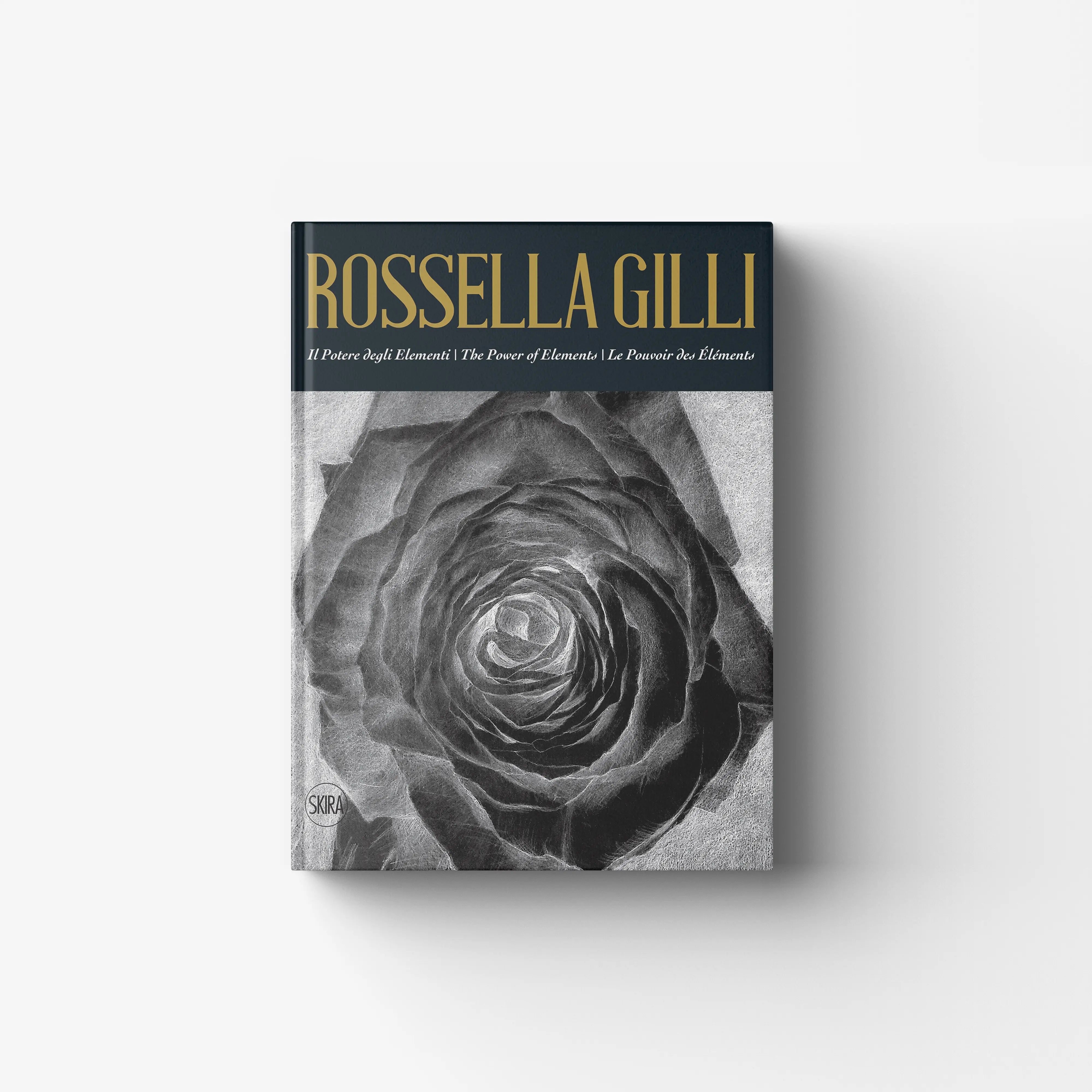 Illustrated art book with black and white illustrations, Skira Arte, featuring a rose and cover title Rossella Gilli