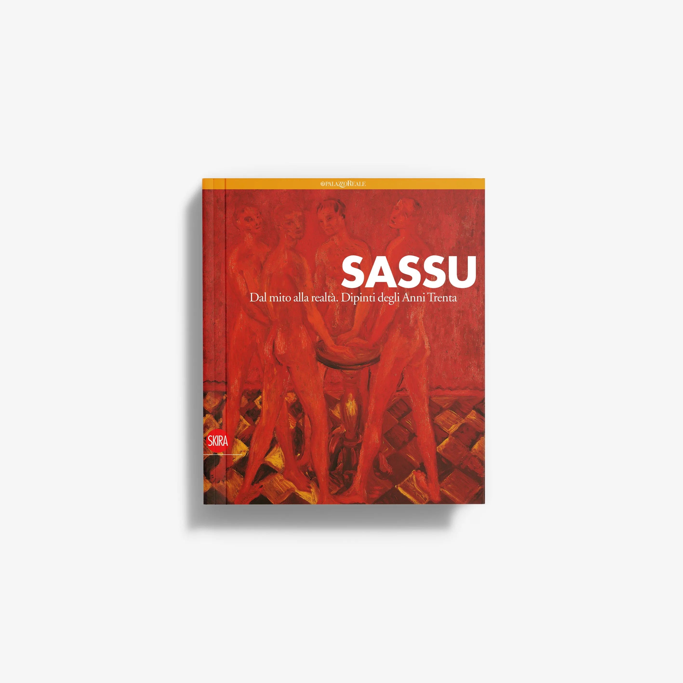 Sassu paintings book with red abstract cover featuring figures and title text