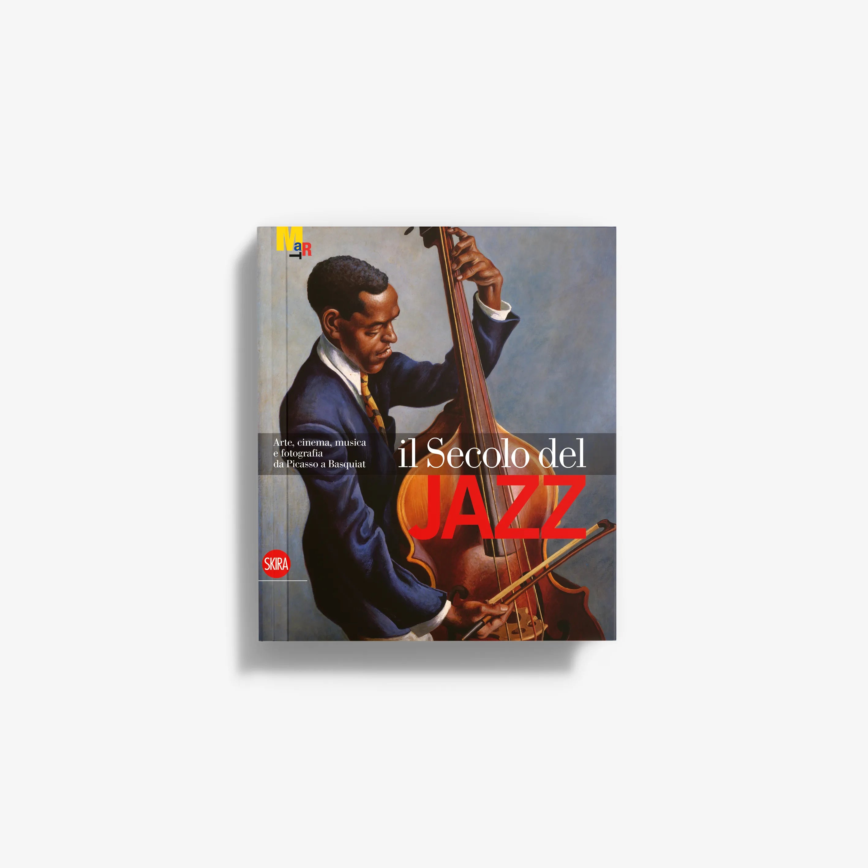 Jazz book cover: The Jazz Century, illustrated musician with upright bass.