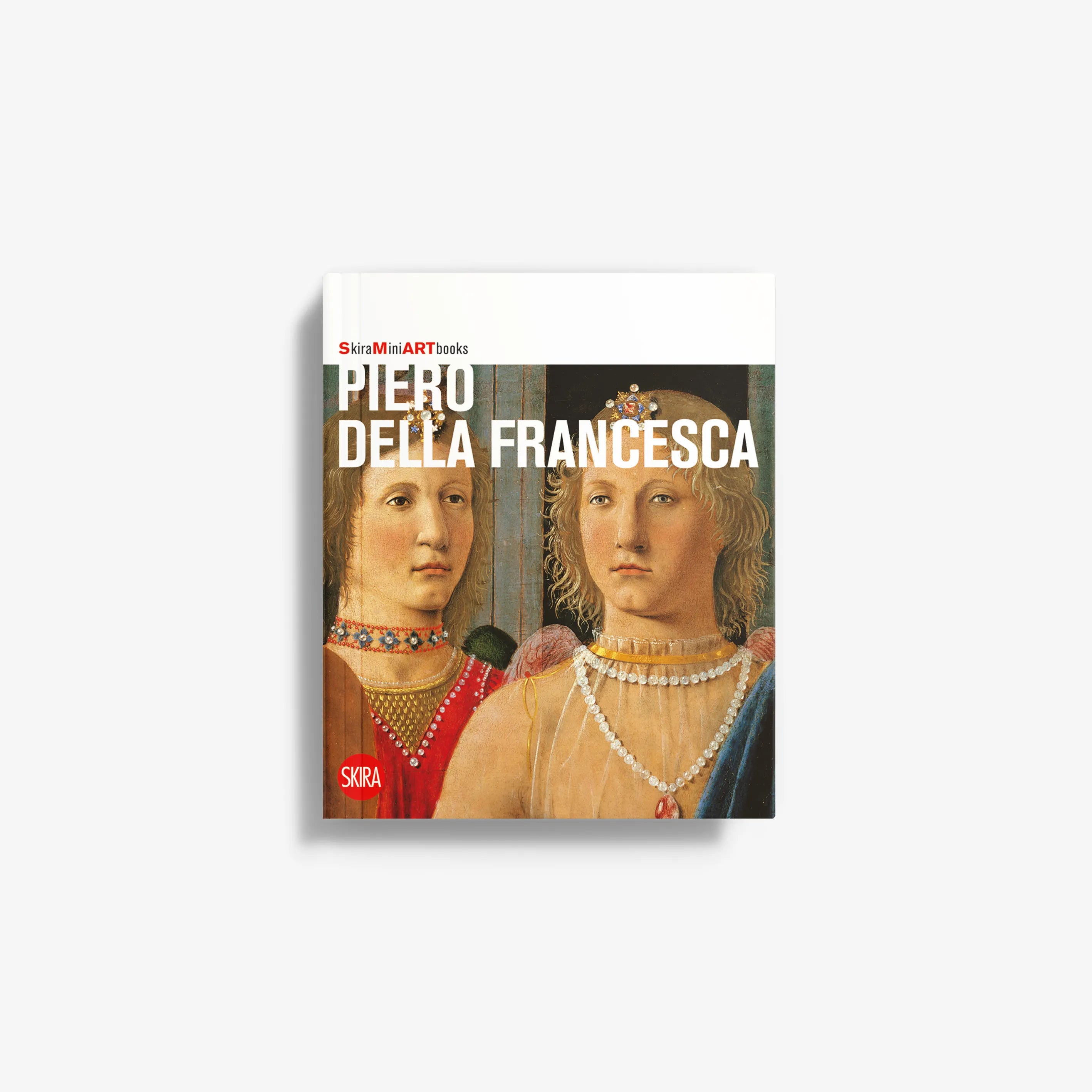 Piero della Francesca art book cover with two Renaissance portrait faces