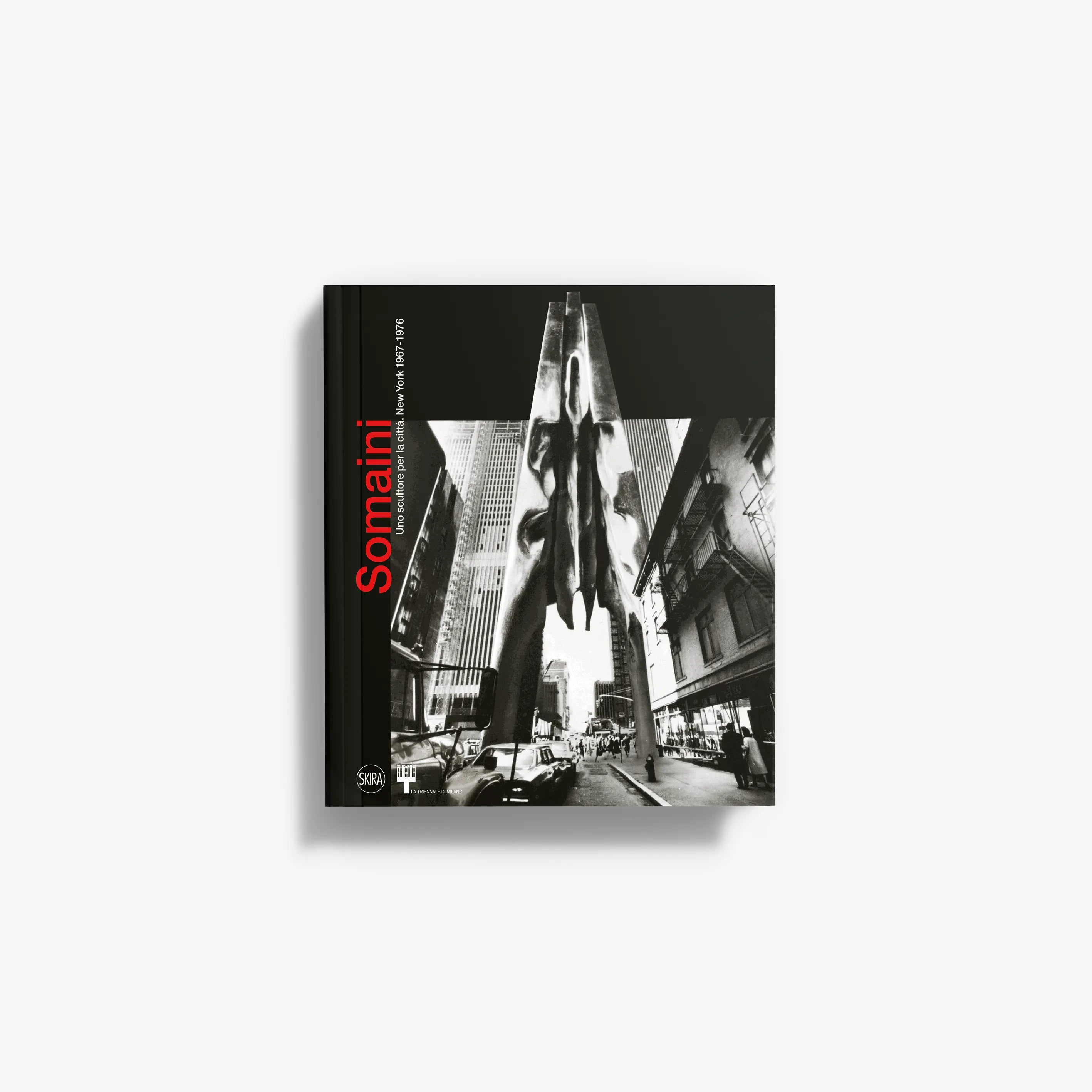 Francesco Somaini art book cover with black-and-white New York photo and red title