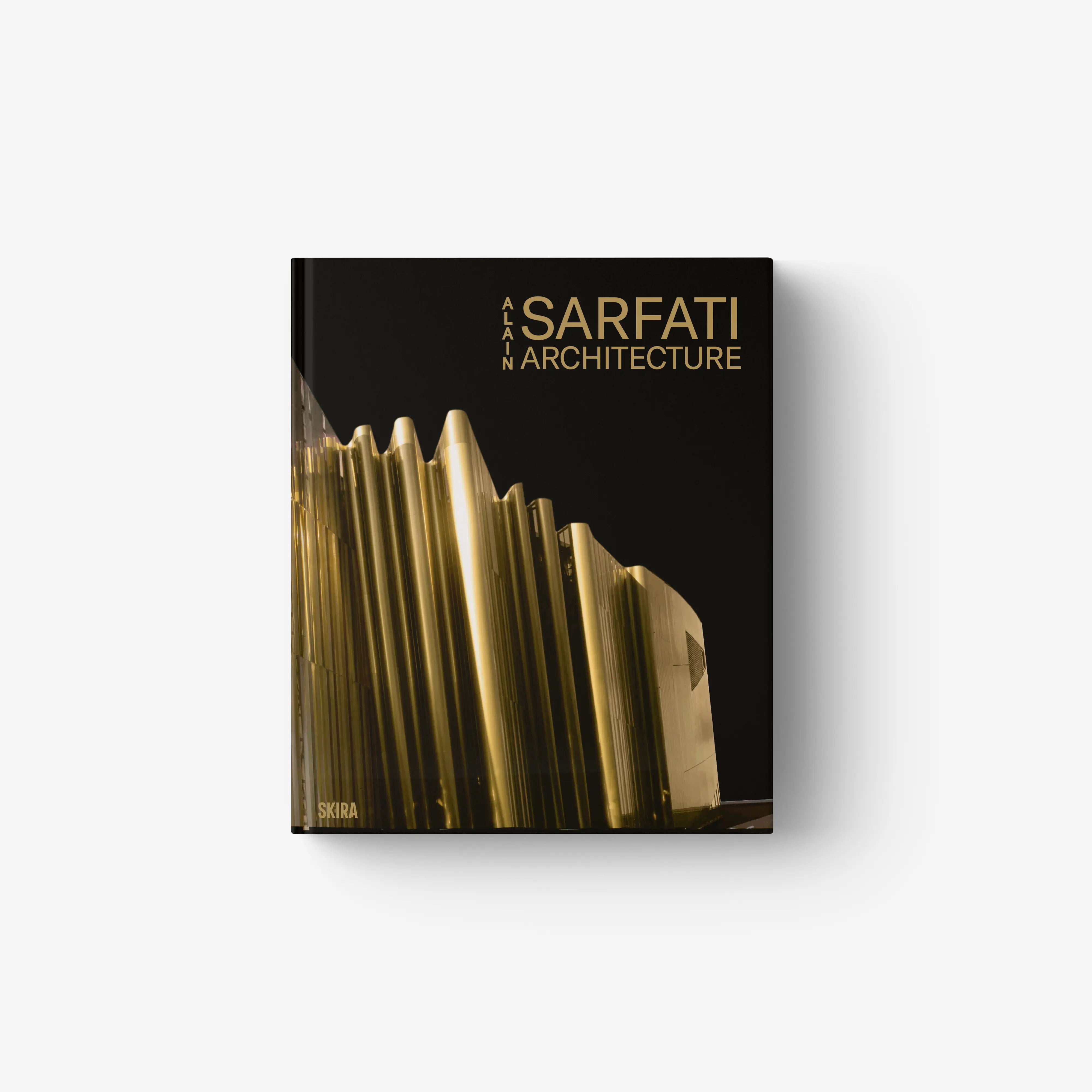 Alain Sarfati Architecture hardcover book with black cover and gold architectural design