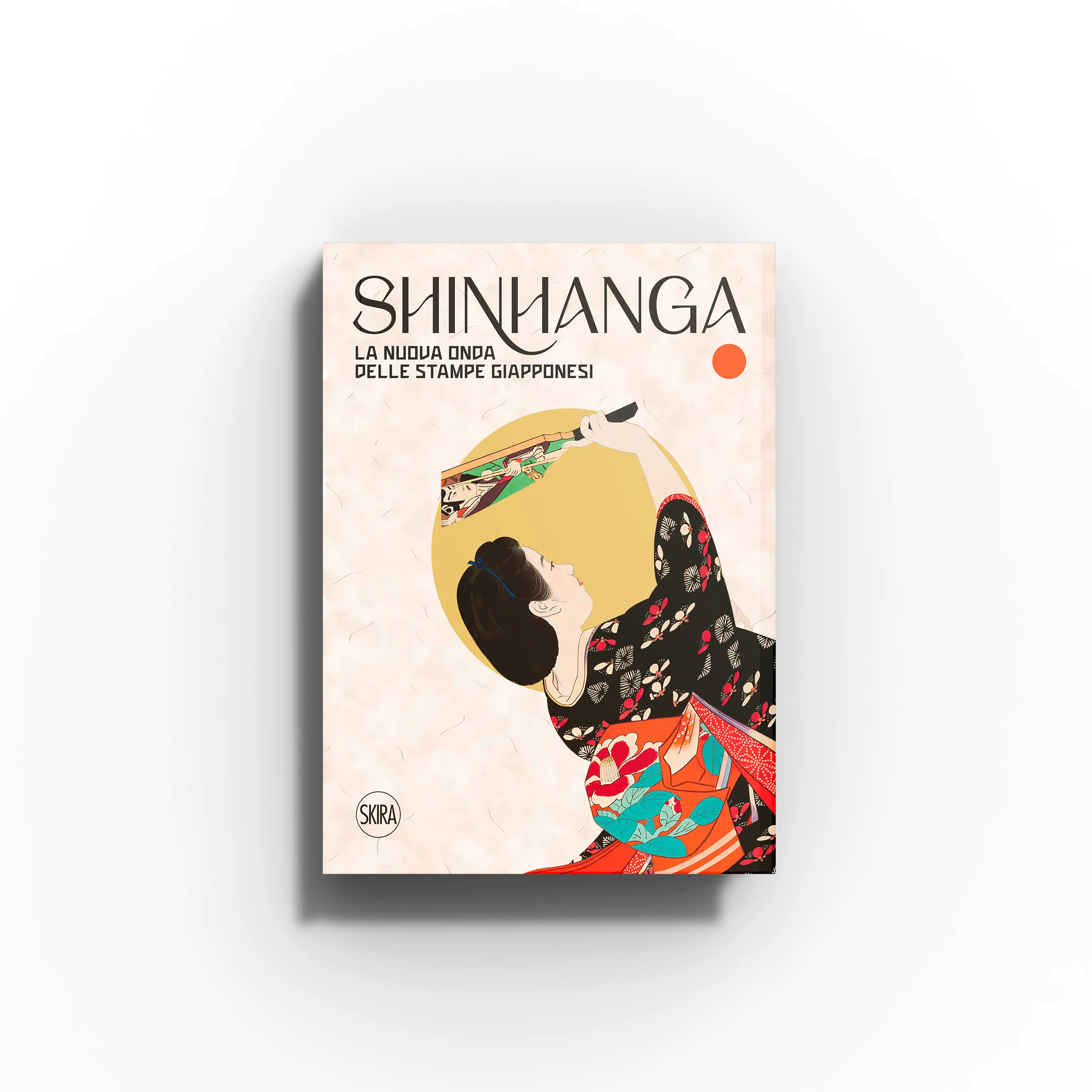 Shinhanga art book by Skira Arte with Japanese print artwork and bright pigments on a pale peach cover