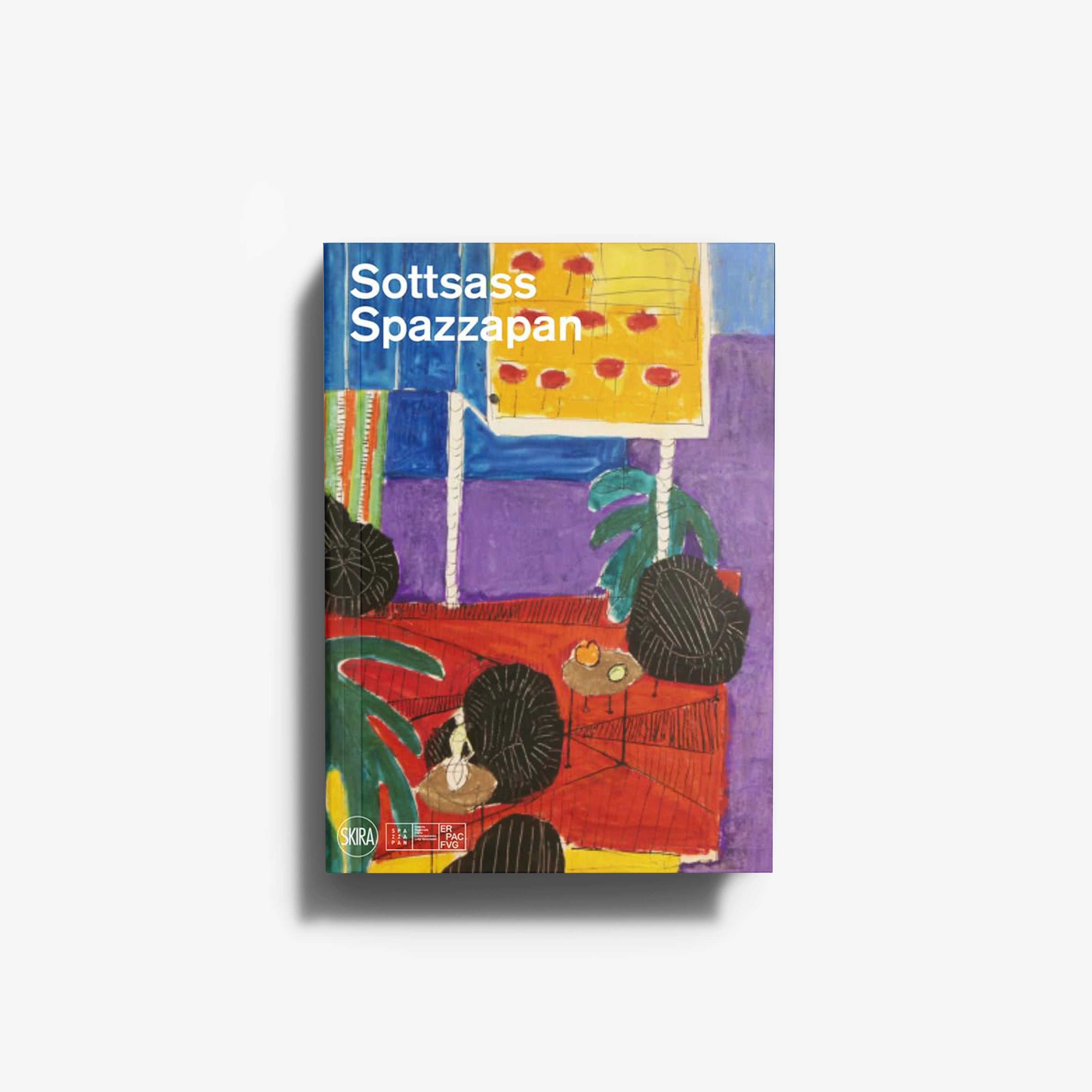 Hardback art book by Skira Arte titled Sottsass Spazzapan with colourful illustrated cover and comparison content