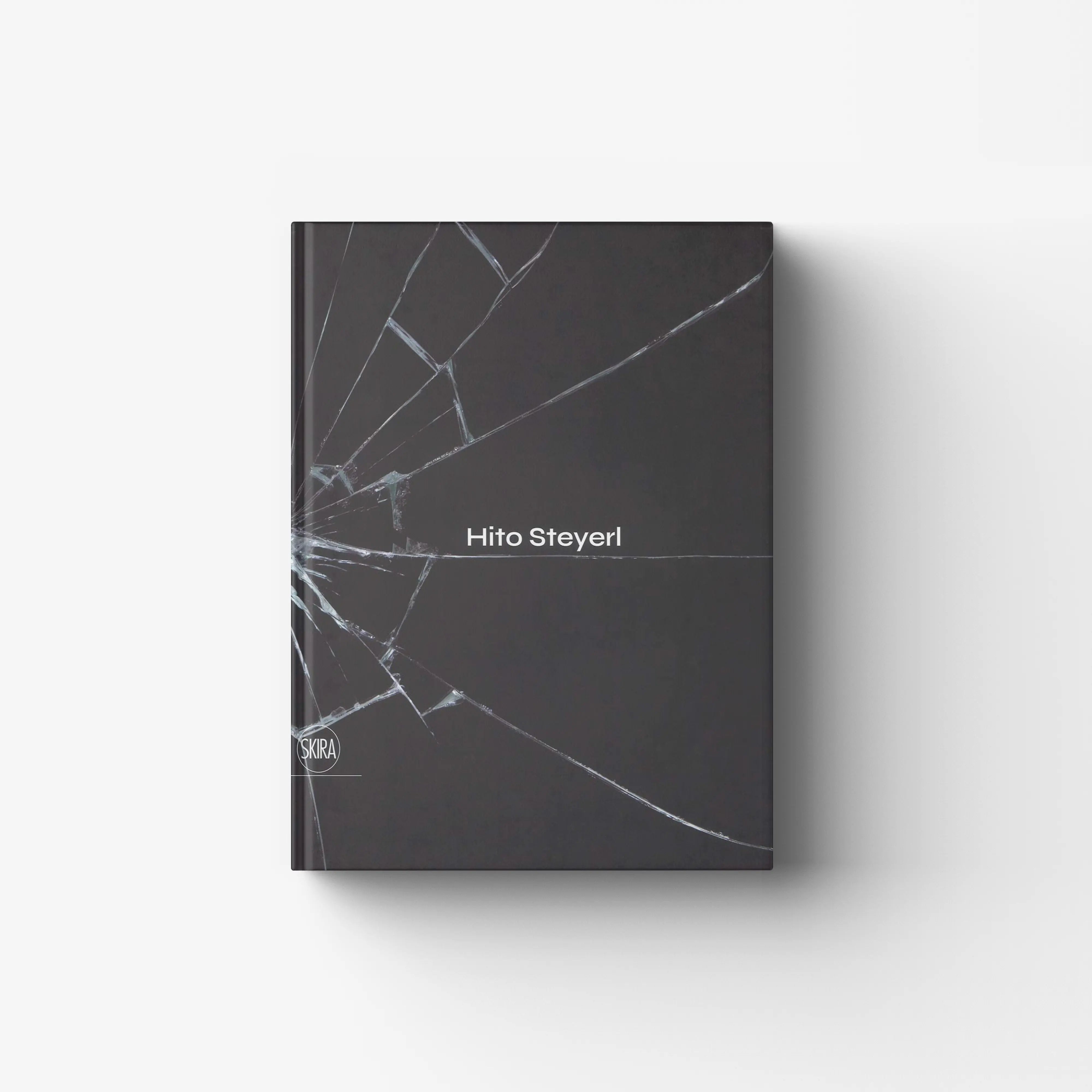 Contemporary art book in dark grey with white line artwork, Skira Arte, Hito Steyerl, anthology of essays and interviews