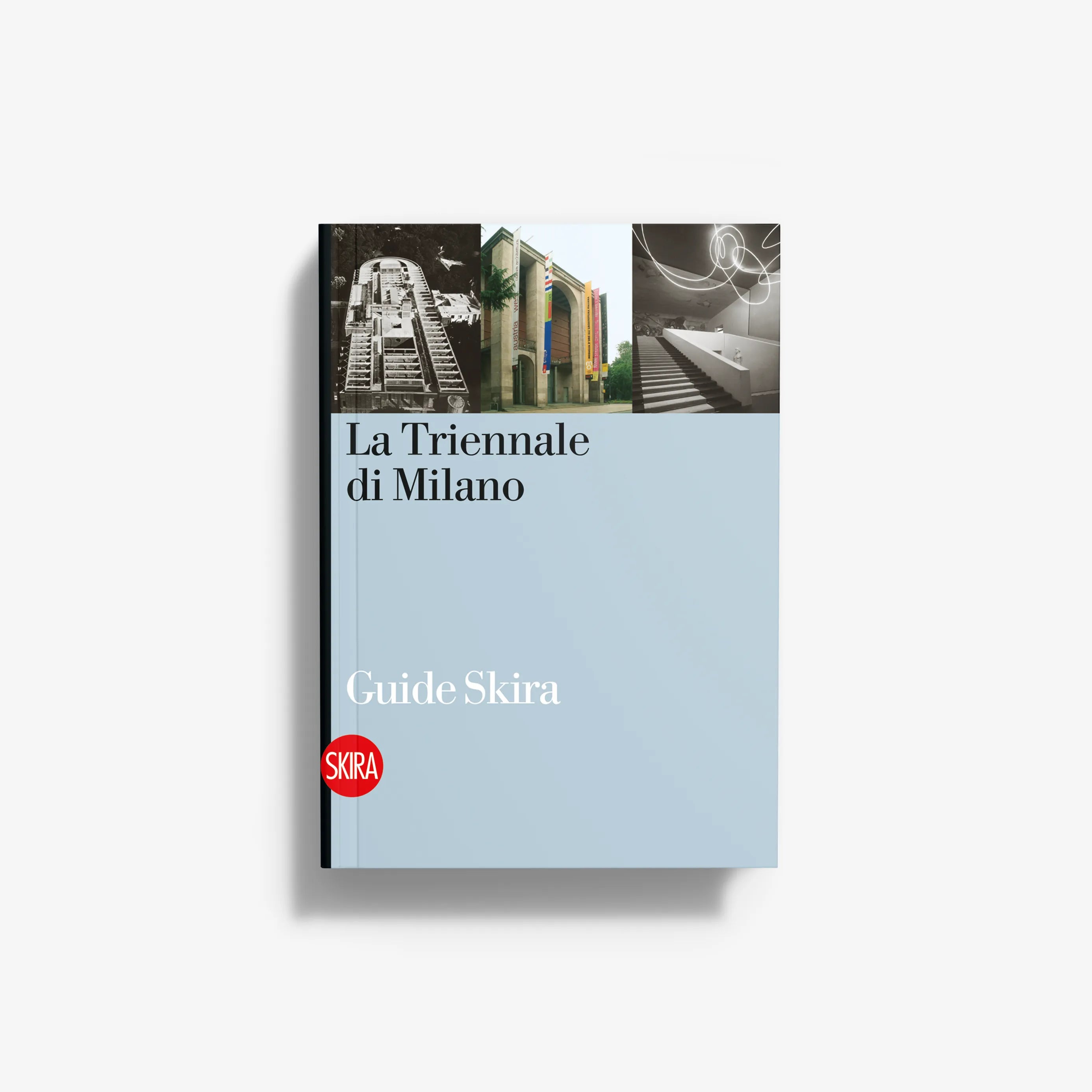 Light blue book cover: La Triennale di Milano Guide Skira with Skira red logo