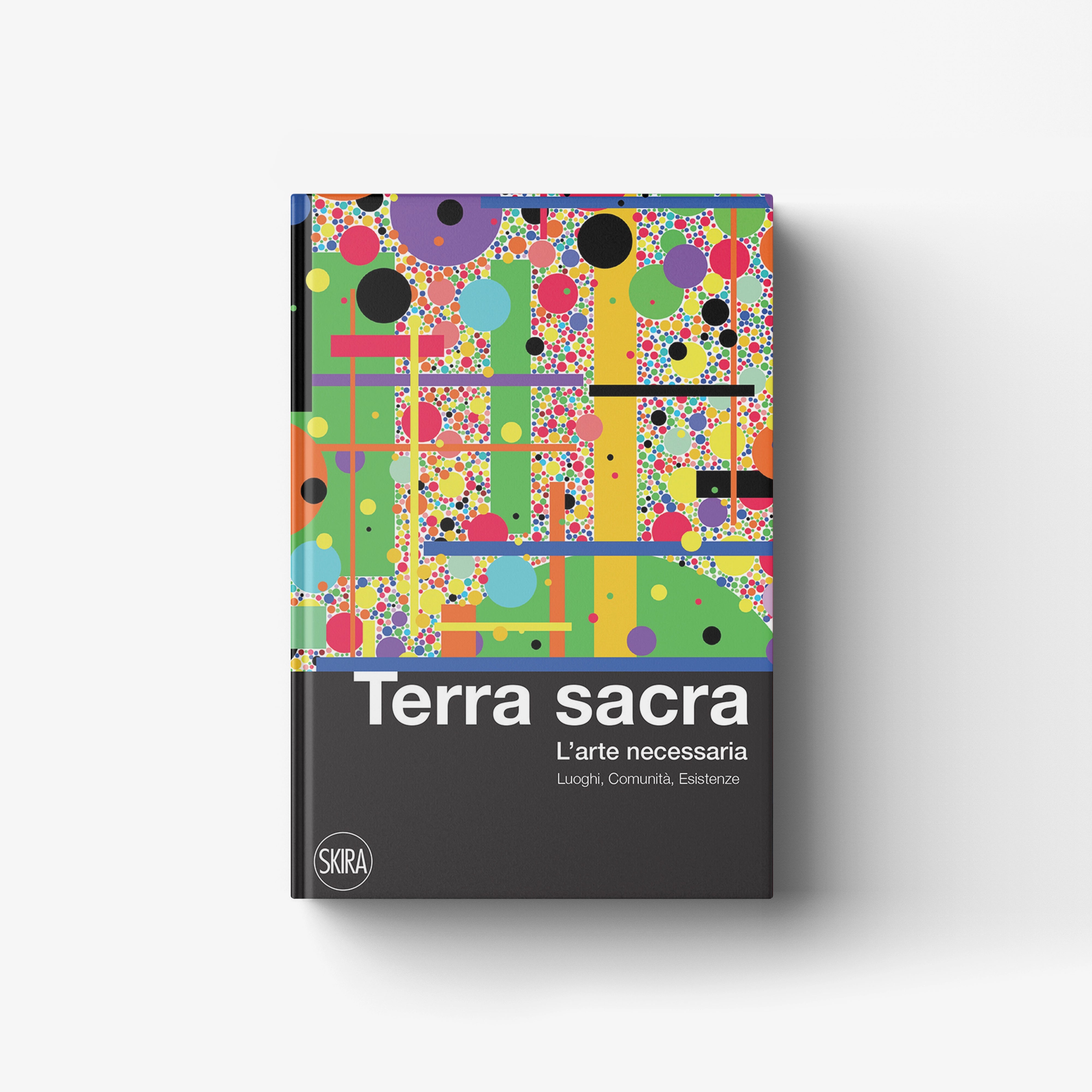 Contemporary art catalogue Terra sacra by Skira Arte with colourful abstract cover and curated exhibition at Mole Vanvitelliana