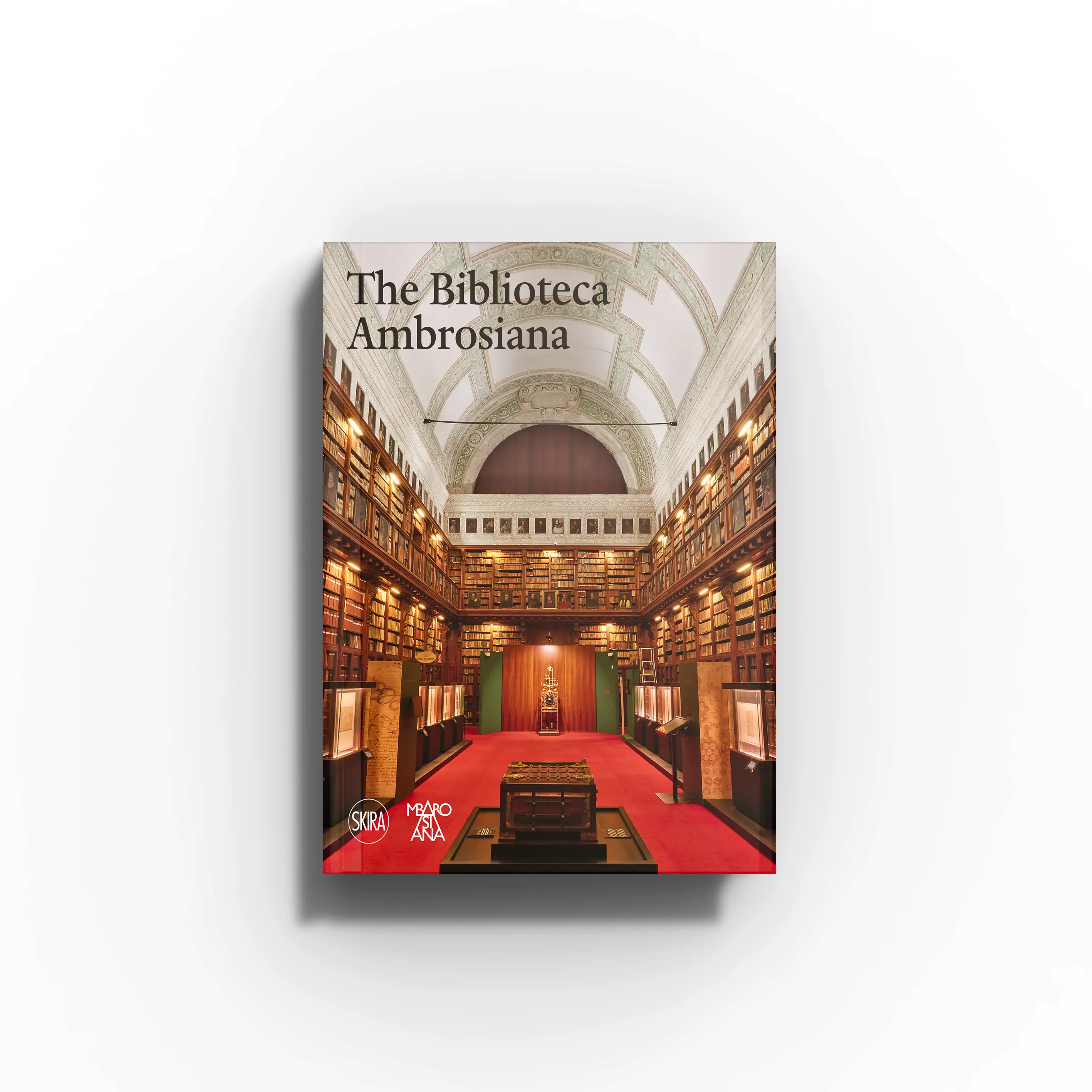 Art history library guidebook by Skira Arte, The Biblioteca Ambrosiana, showing an illustrated seventeenth-century library hall setting