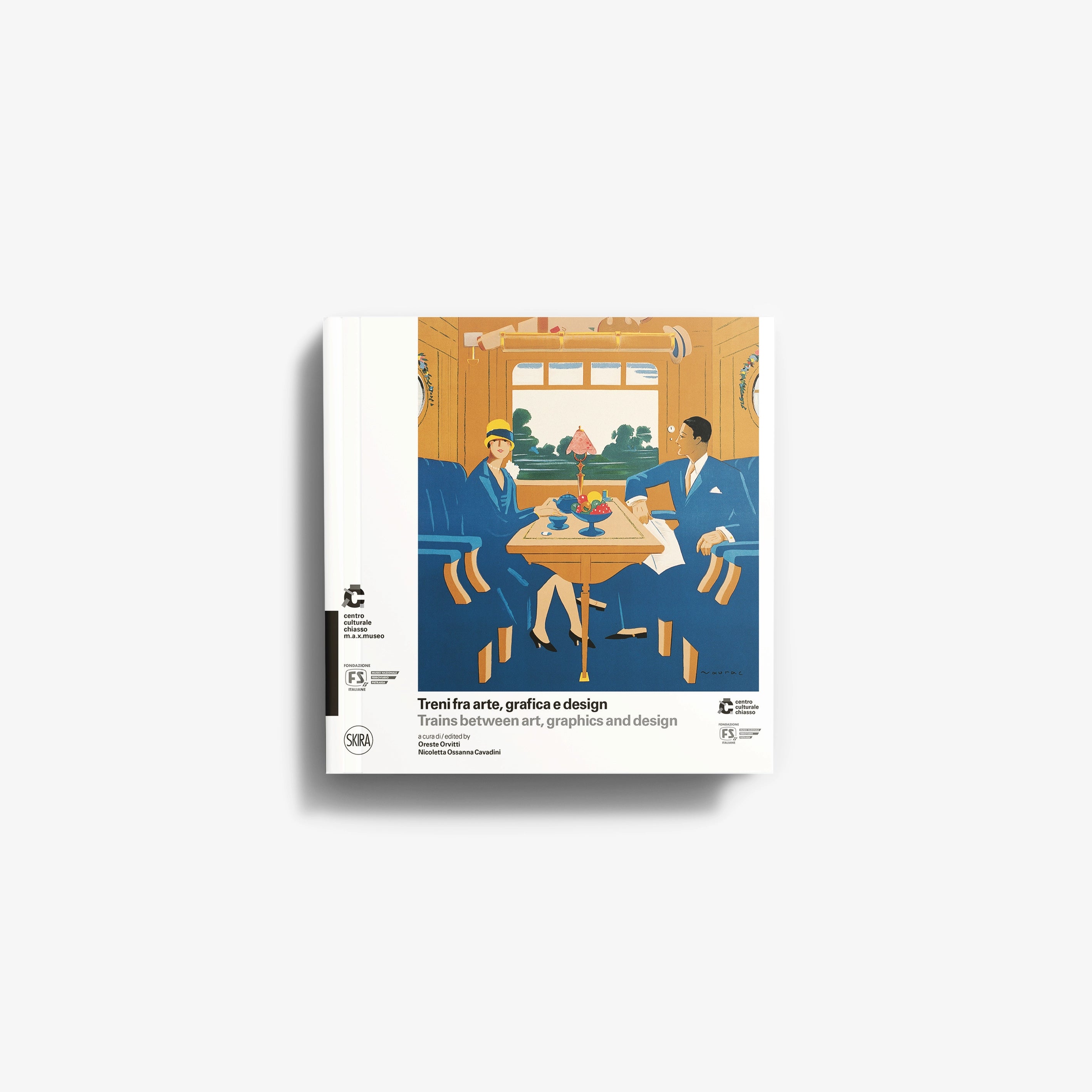 Art and design book by Skira Arte with illustrated train scene on cover, featuring symbolic and imaginative train study