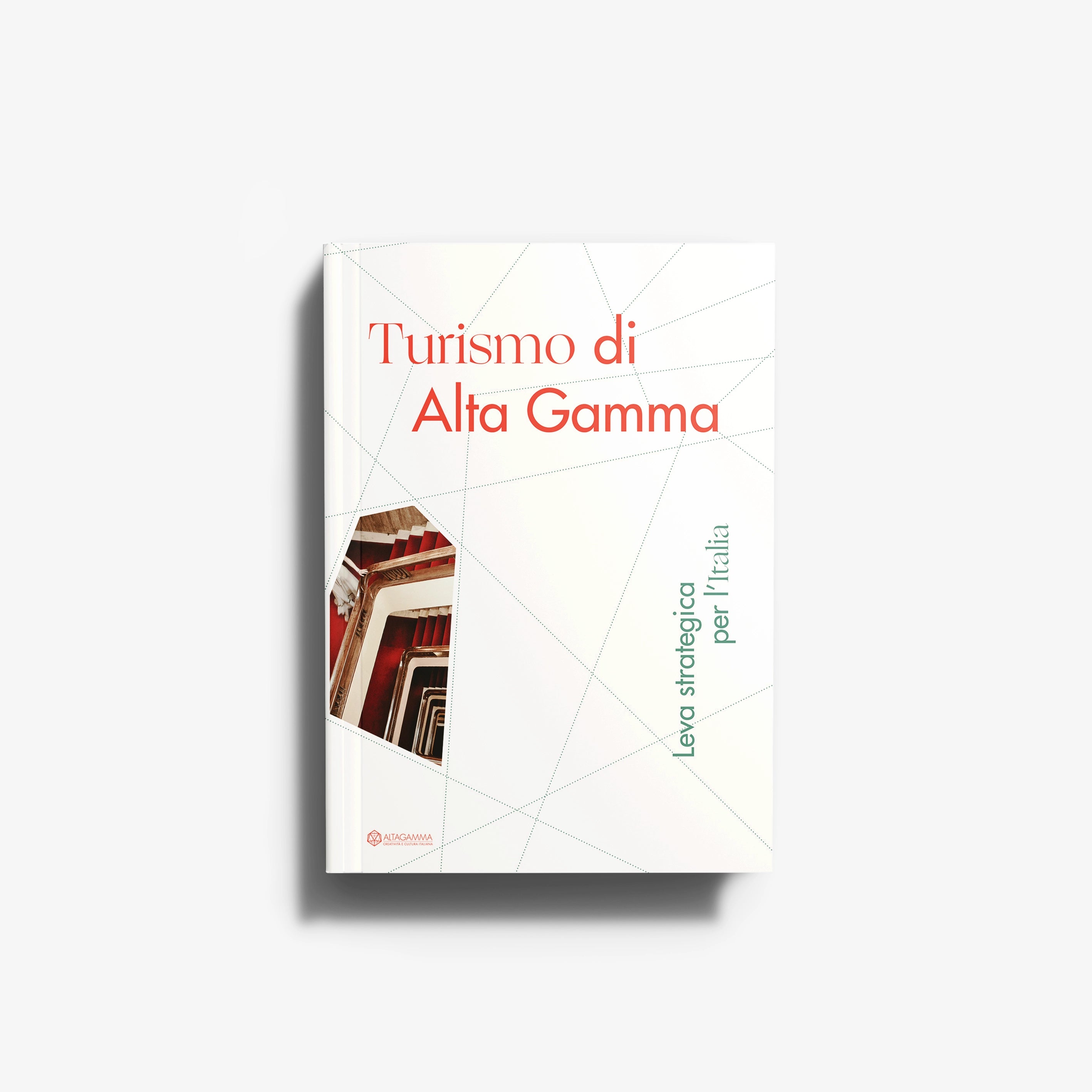 Libro Turismo di Alta Gamma by Skira Arte in white with red title and photo collection of over 100 Italian brands