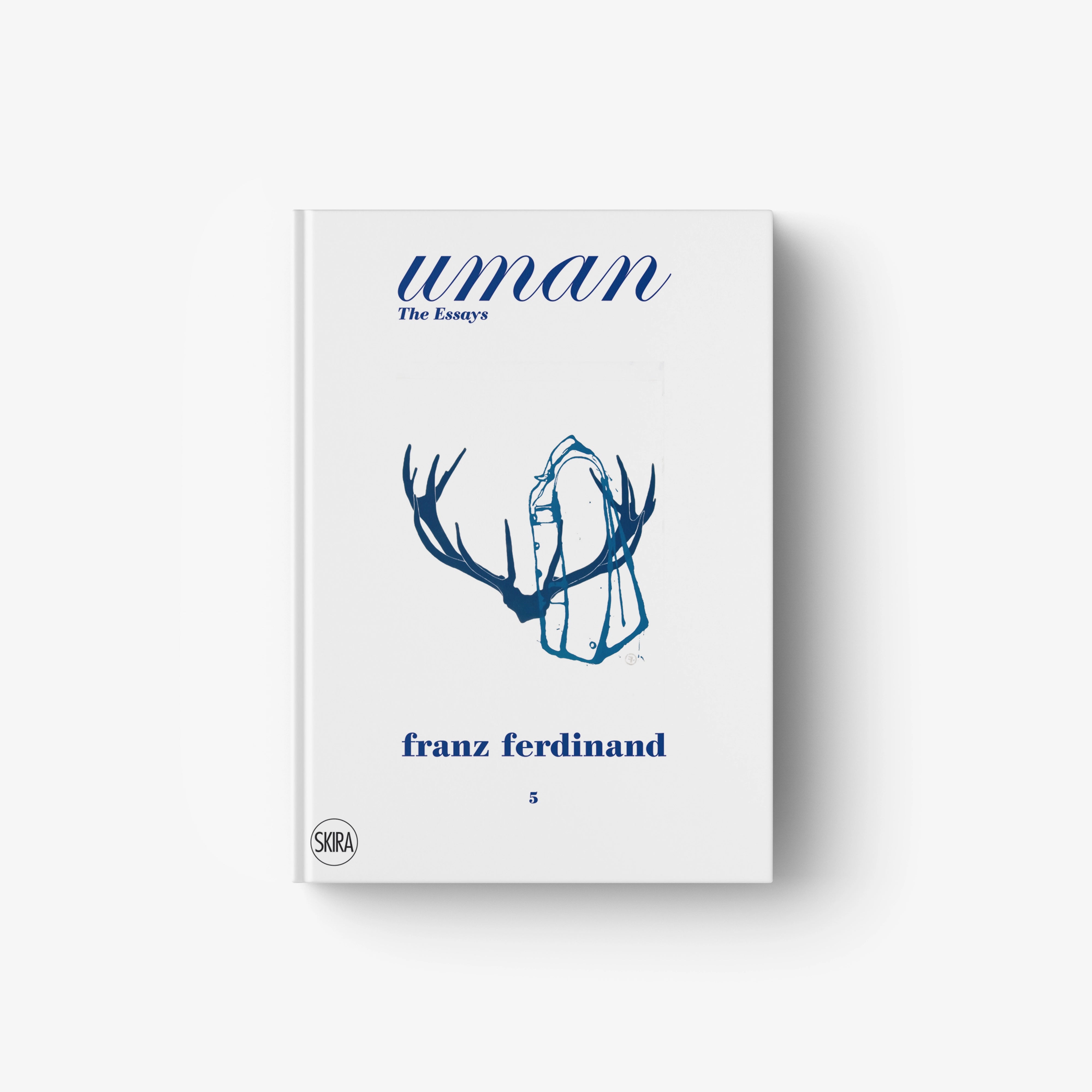 White book cover with blue Uman title and deer-antler style illustration