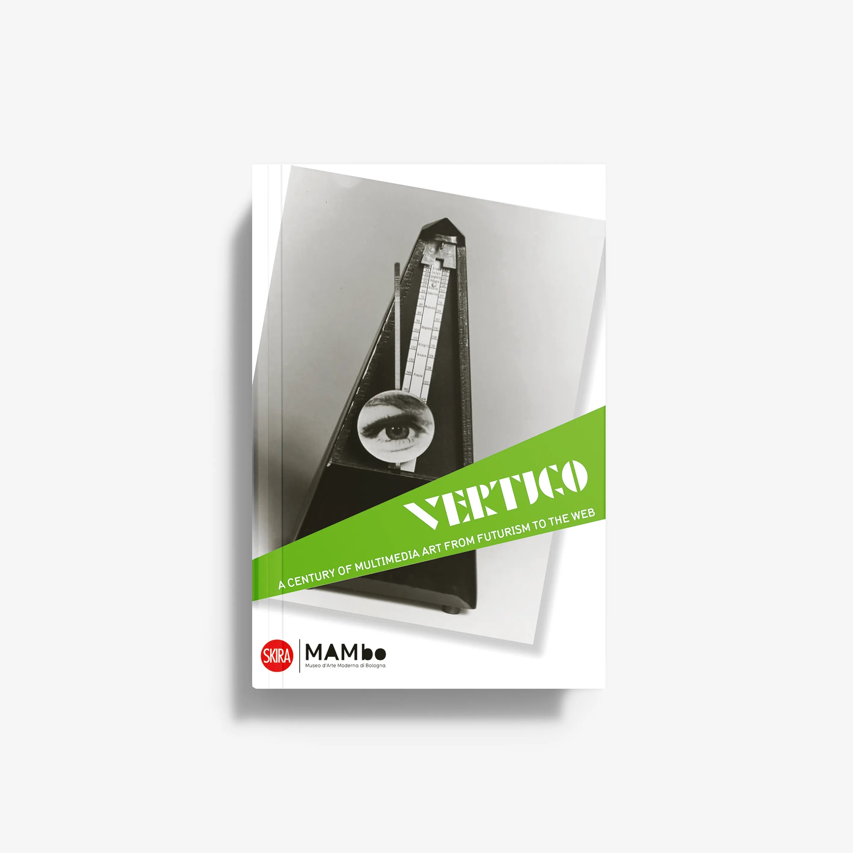 Vertigo book cover with black geometric tower and green diagonal title