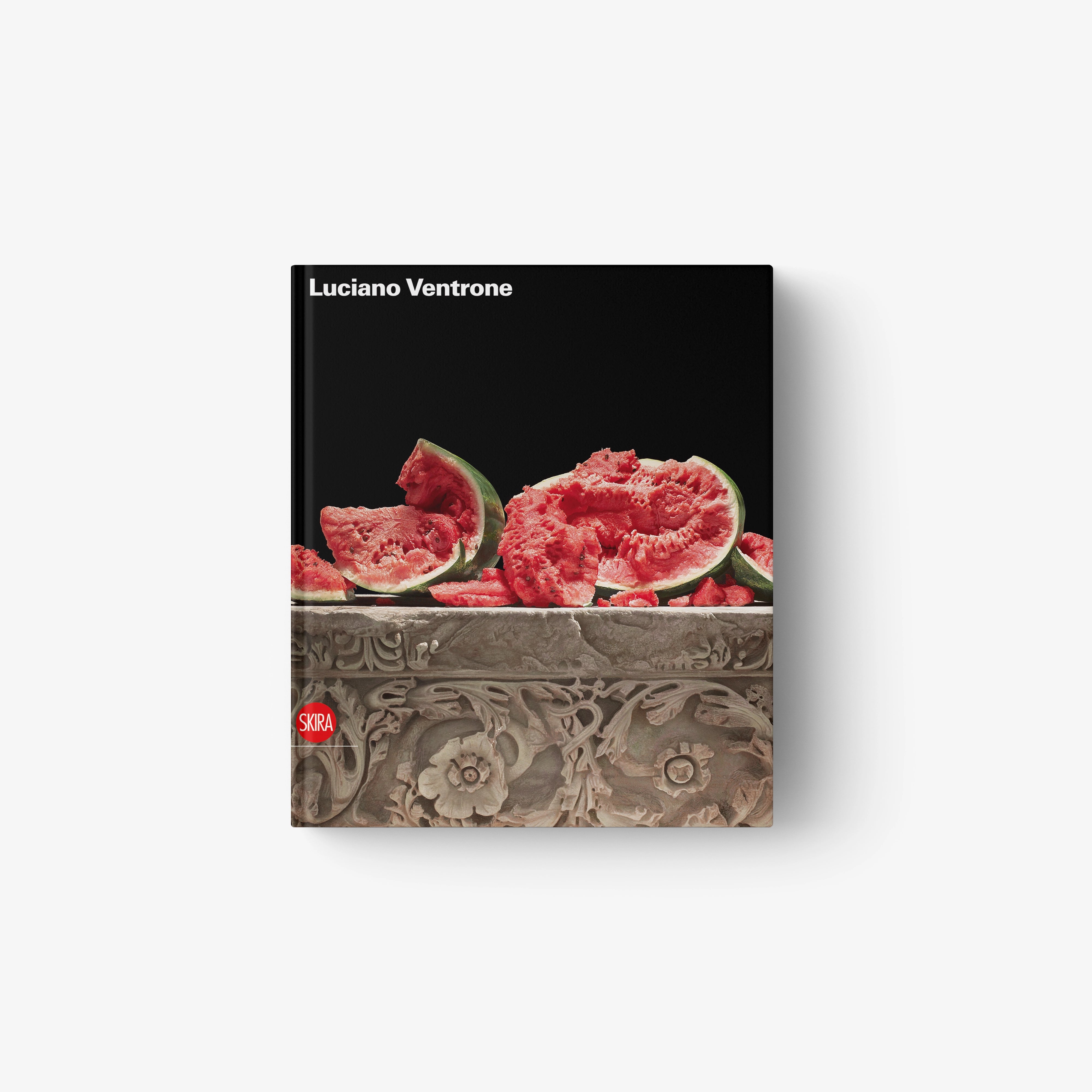 Luciano Ventrone art book cover with watermelon slices and gray ornate pattern