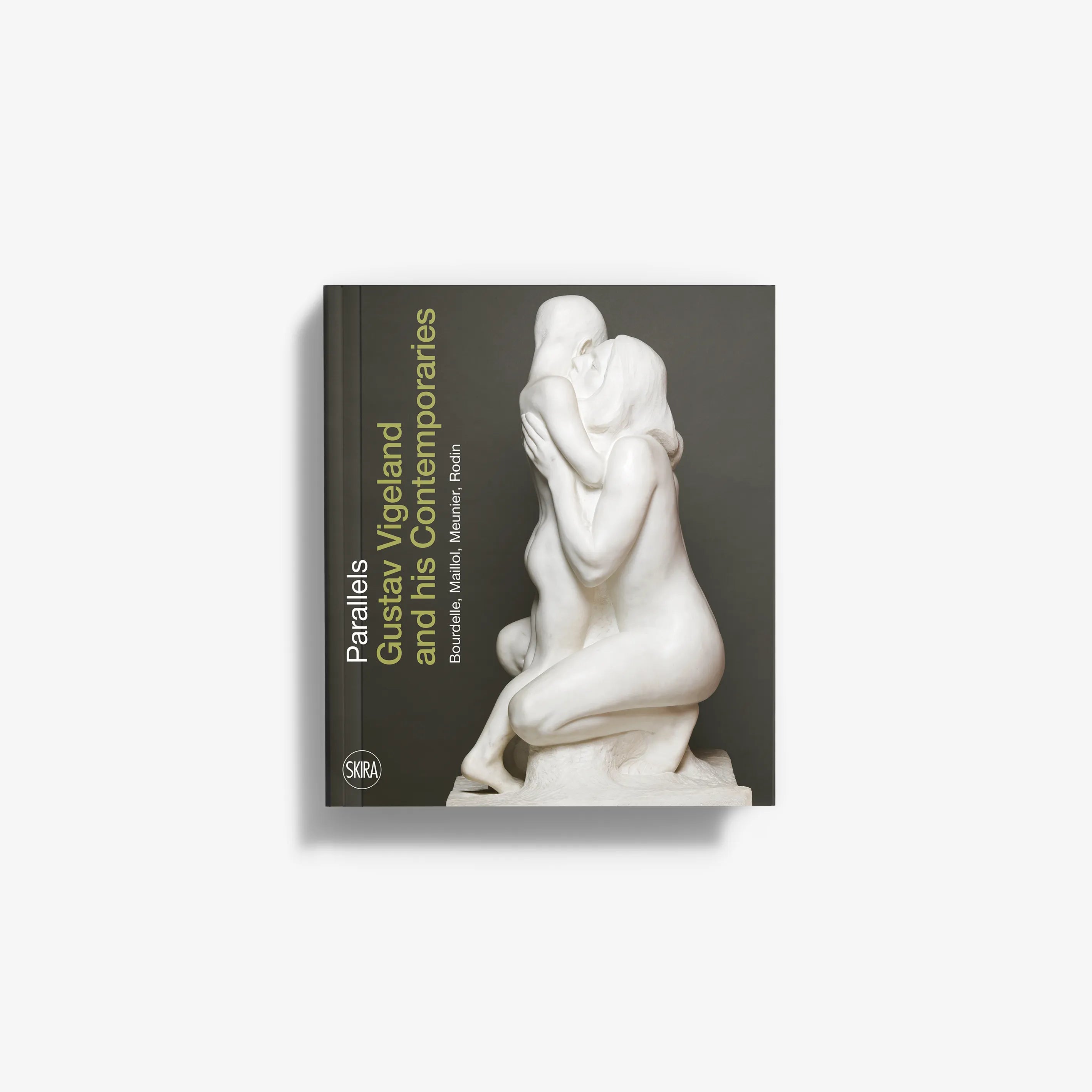 Art history book with grayscale statue on cover, dark background and vertical title text