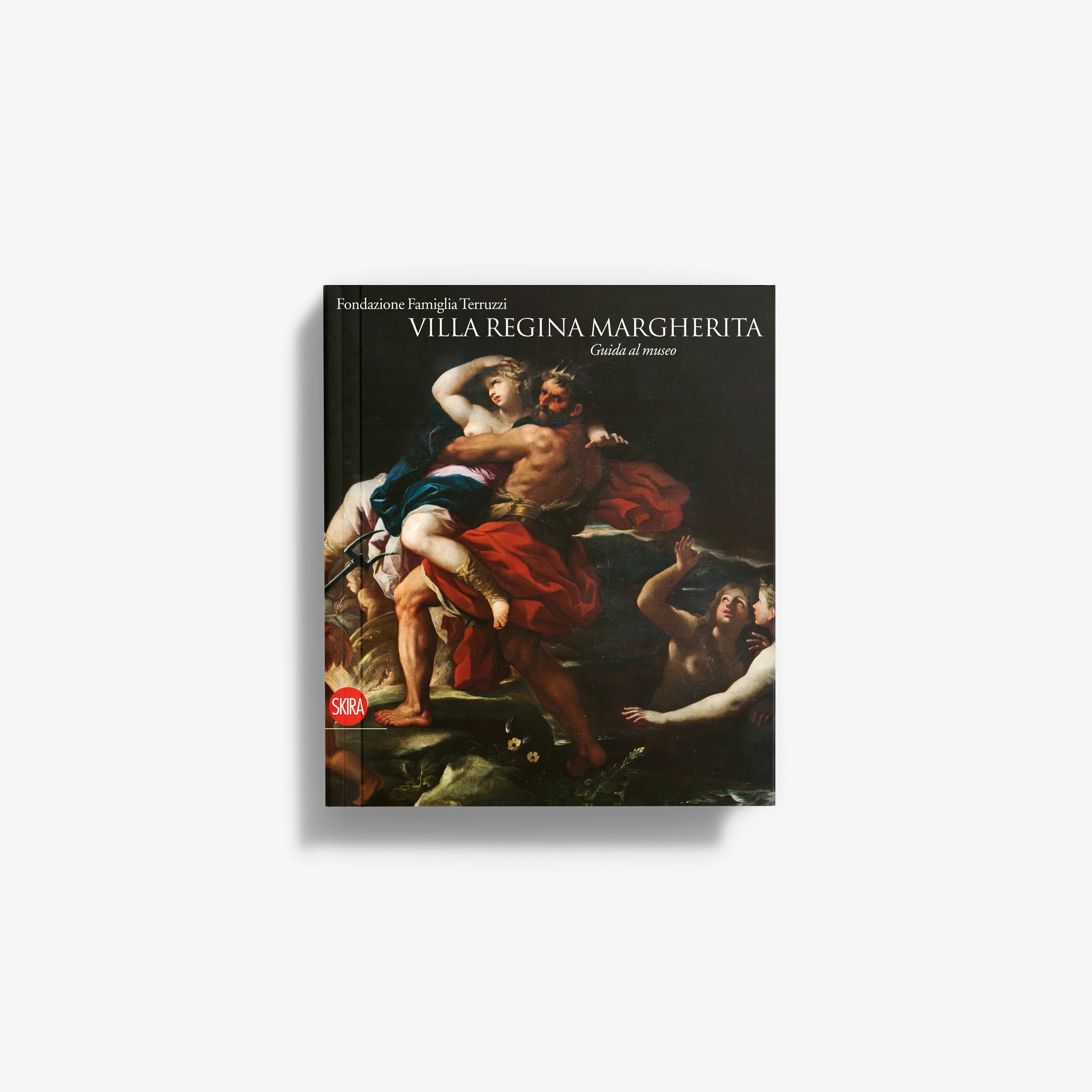 Museum guide book, softcover, dark illustrated cover with Renaissance-style figures