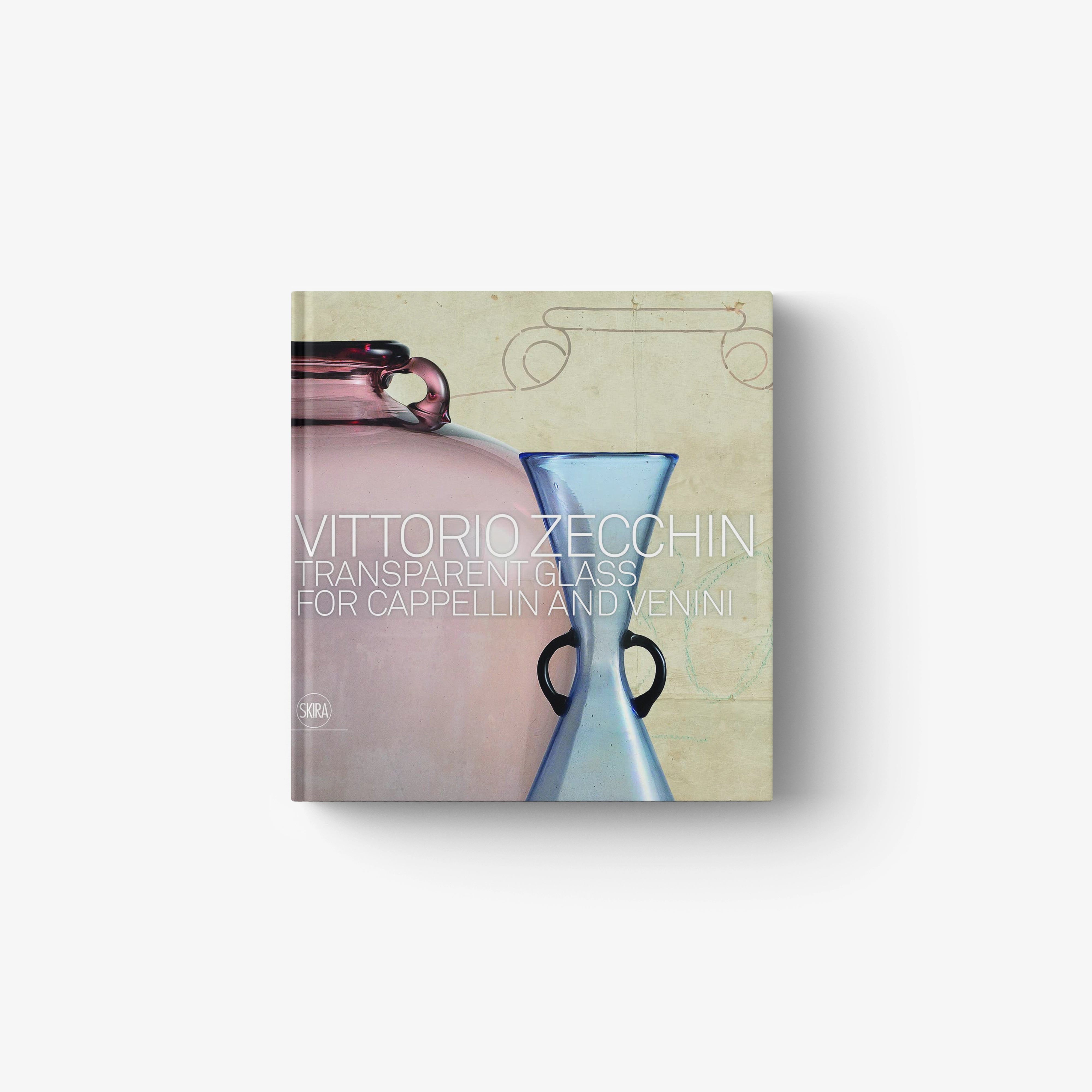 Square book cover with illustration of a transparent blue glass vase