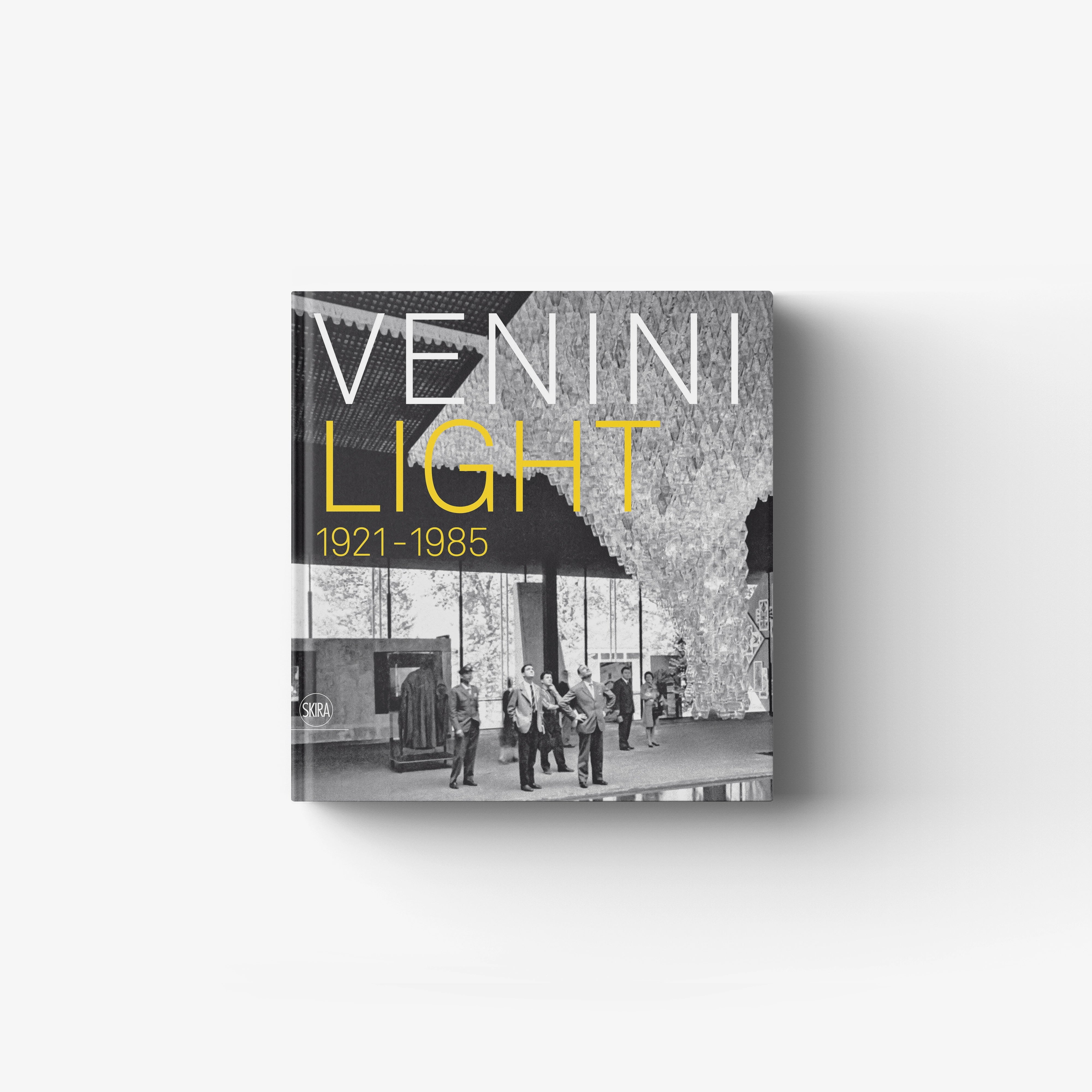 Hardback glassworks lighting design book by Skira Arte, Venini Light 1921 to 1985, with graphic catalogue drawings