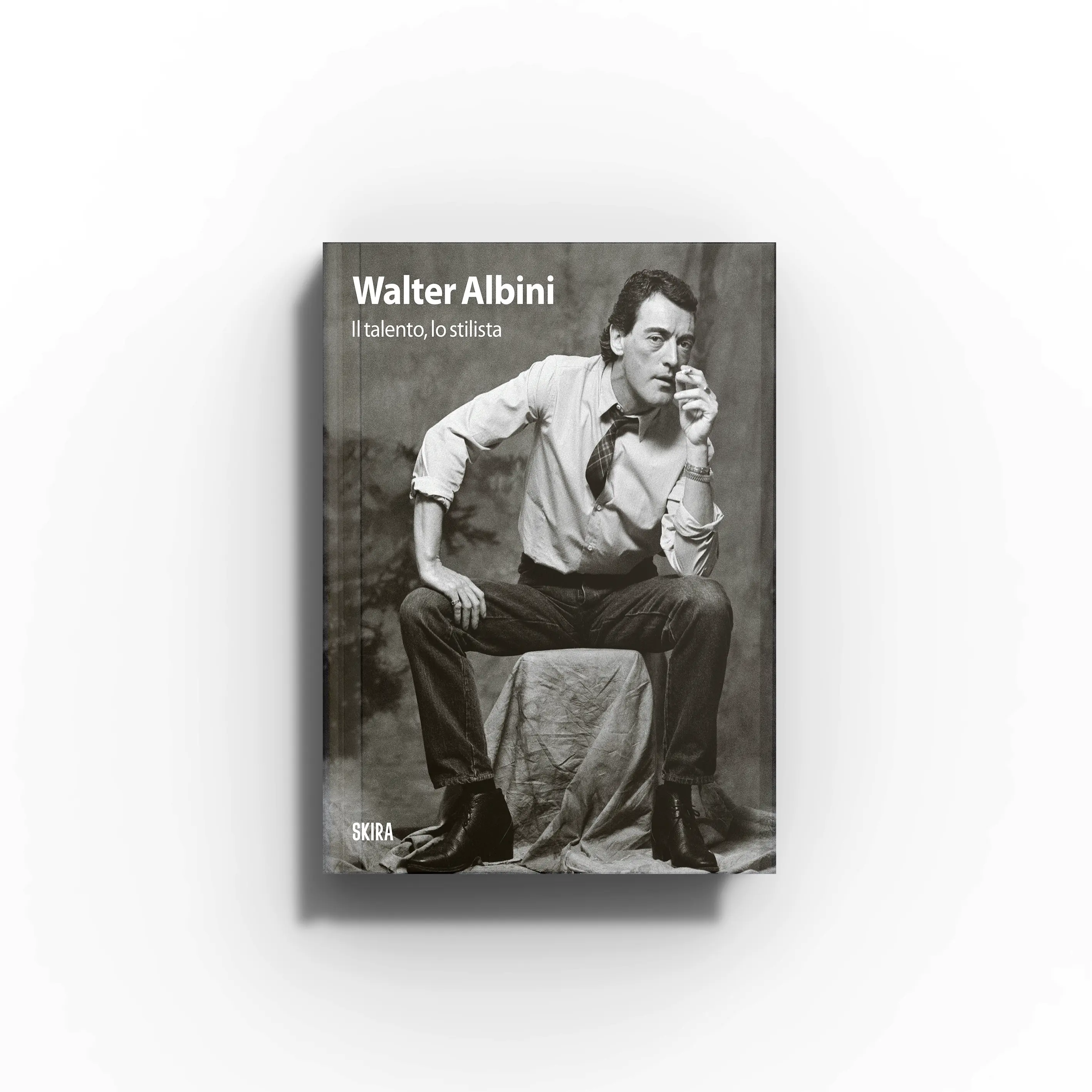 Fashion book in grey with Walter Albini portrait, Skira Arte, featuring photographs and unpublished documents