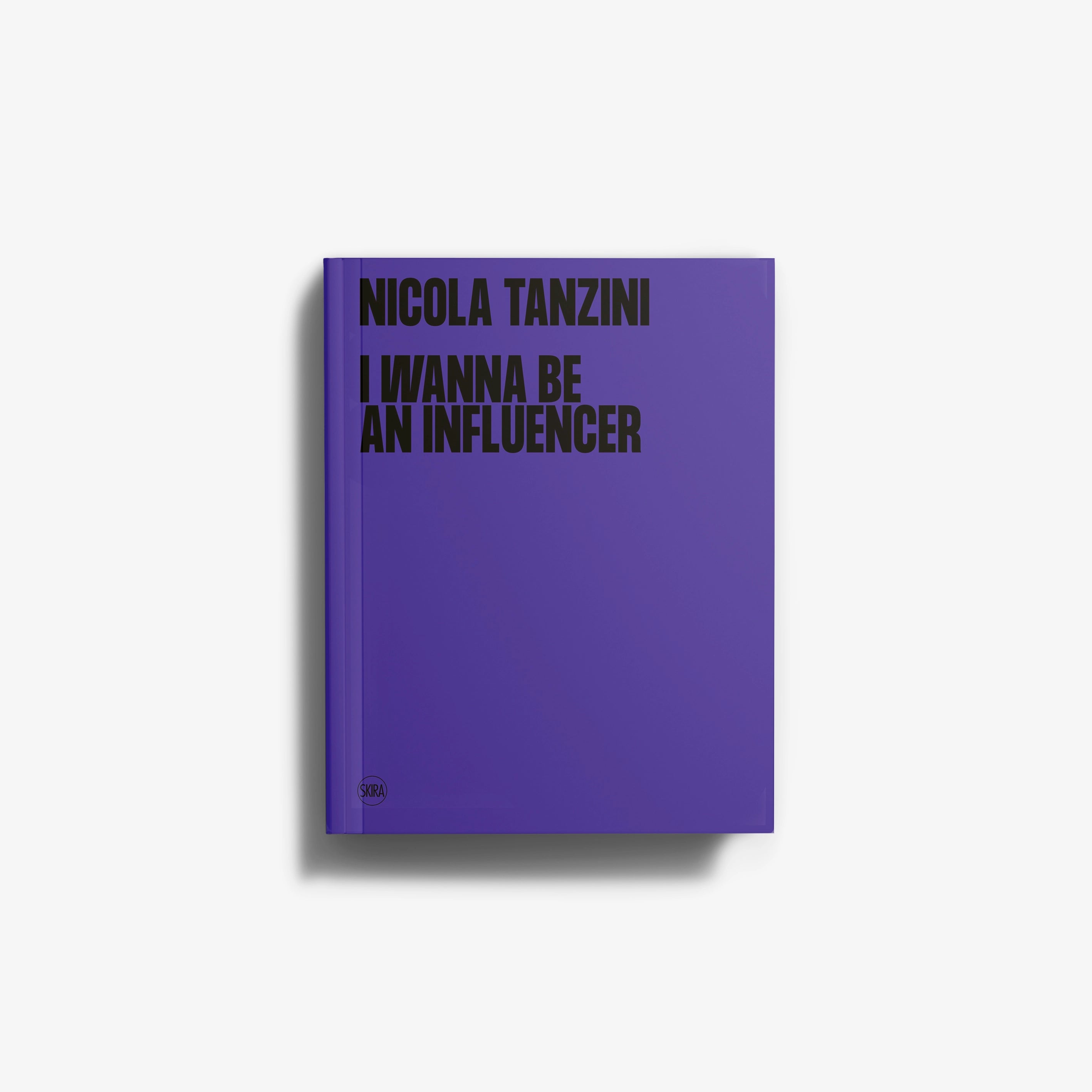 Fotolibro fotografico Skira Arte purple book cover with Nicola Tanzini text I wanna be an influencer