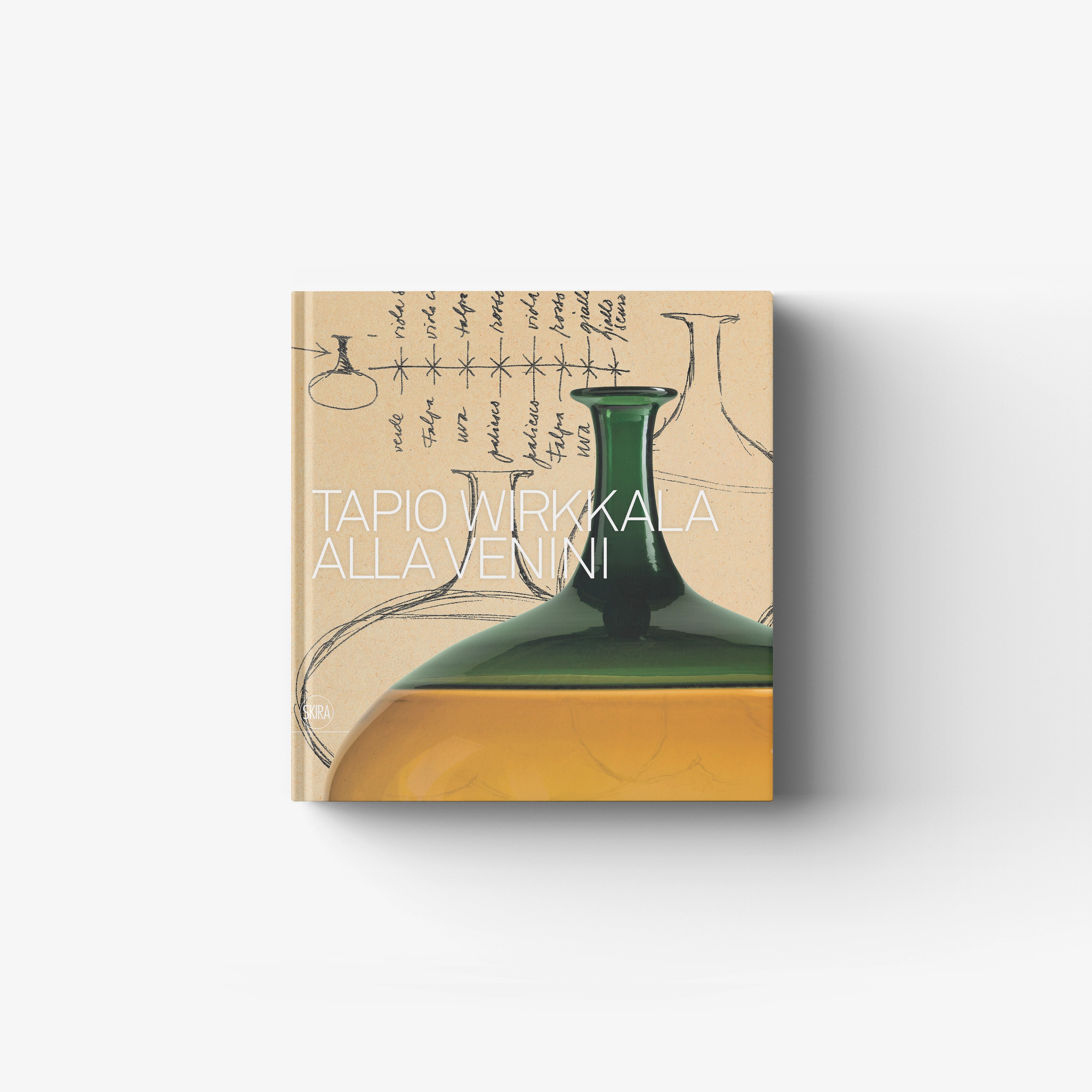 Glass book Tapio Wirkkala alla Venini by Skira Arte with green glass vase on illustrated cover
