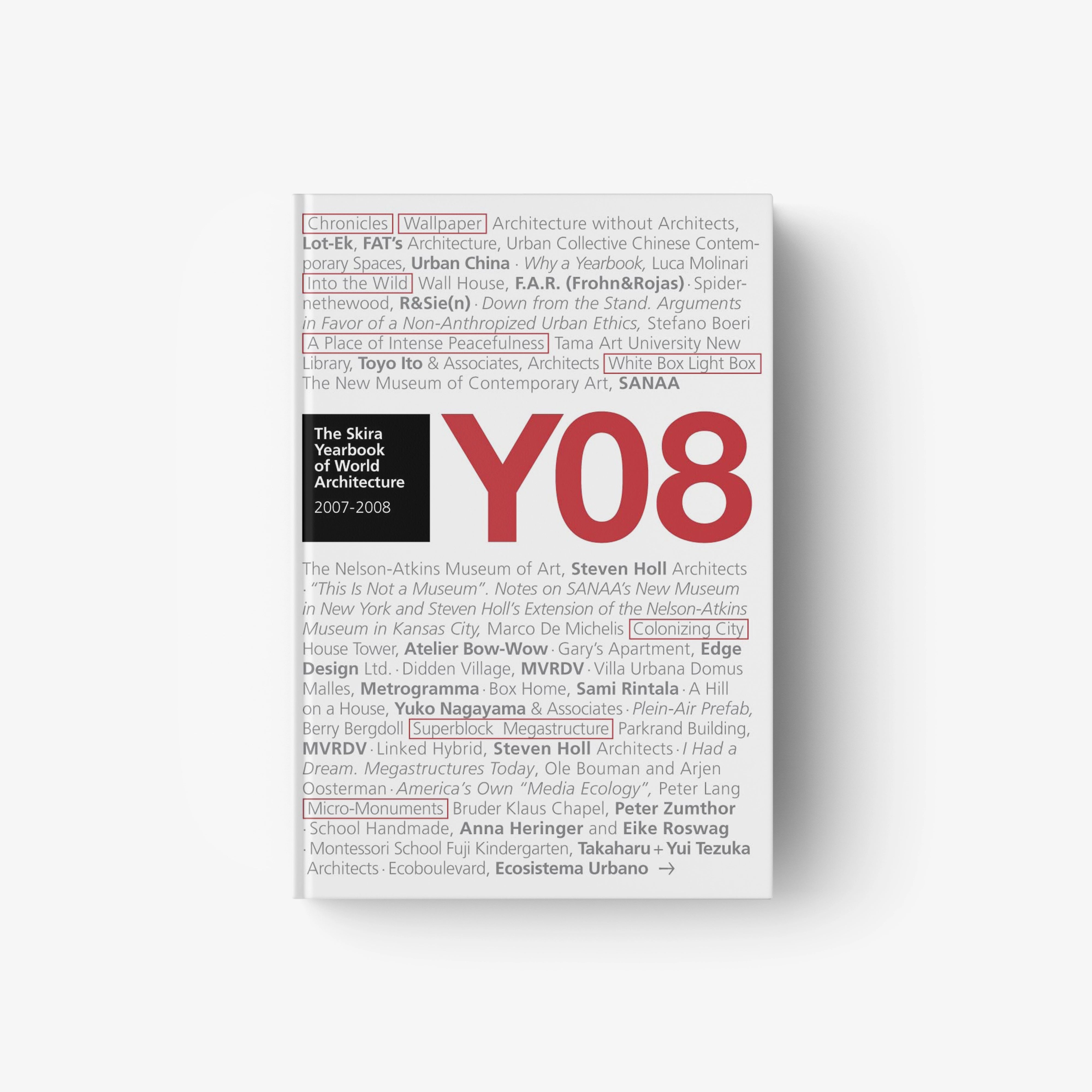 Architecture yearbook book cover with large Y08 text, 2007–2008