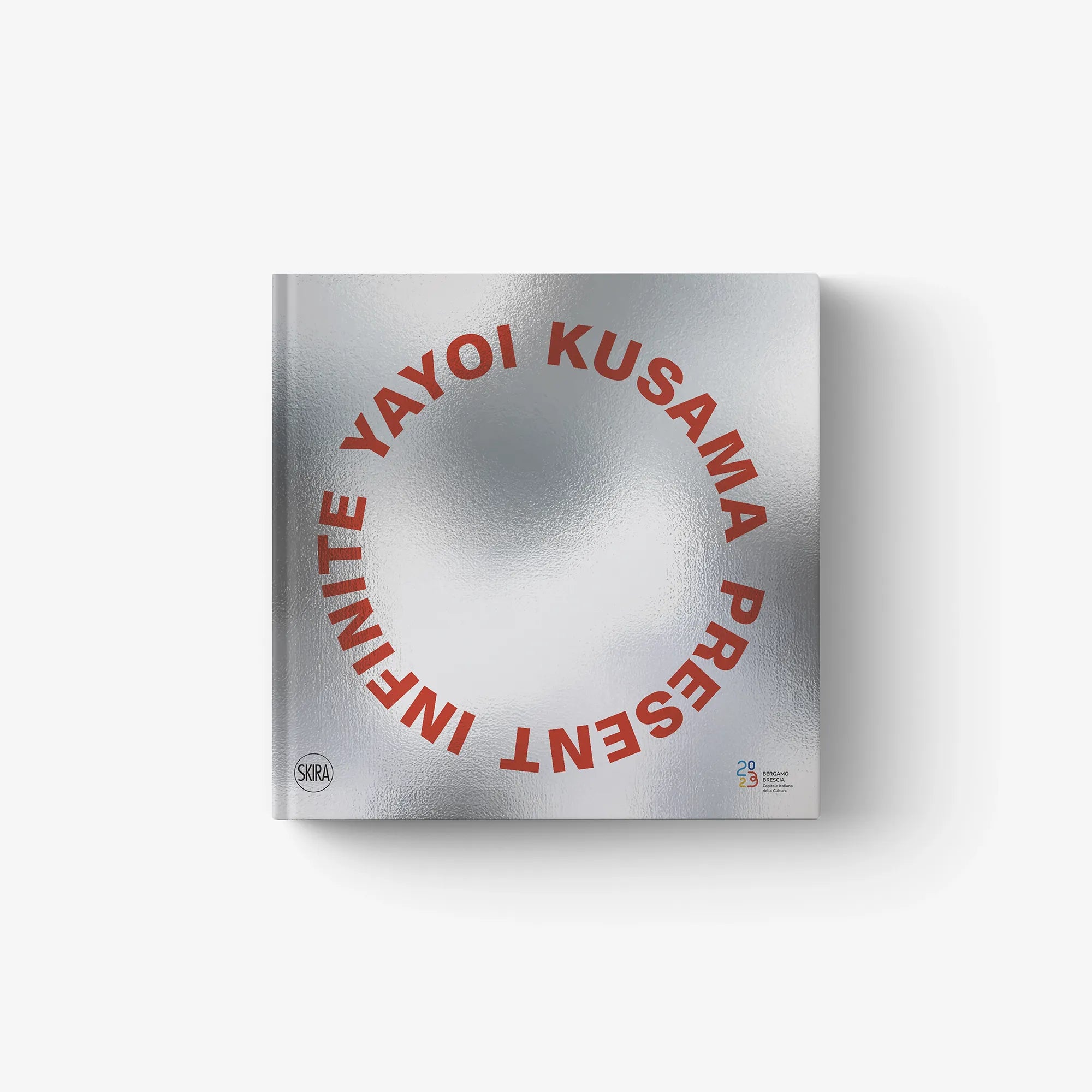 Art book cover with grey background and red diagonal lettering