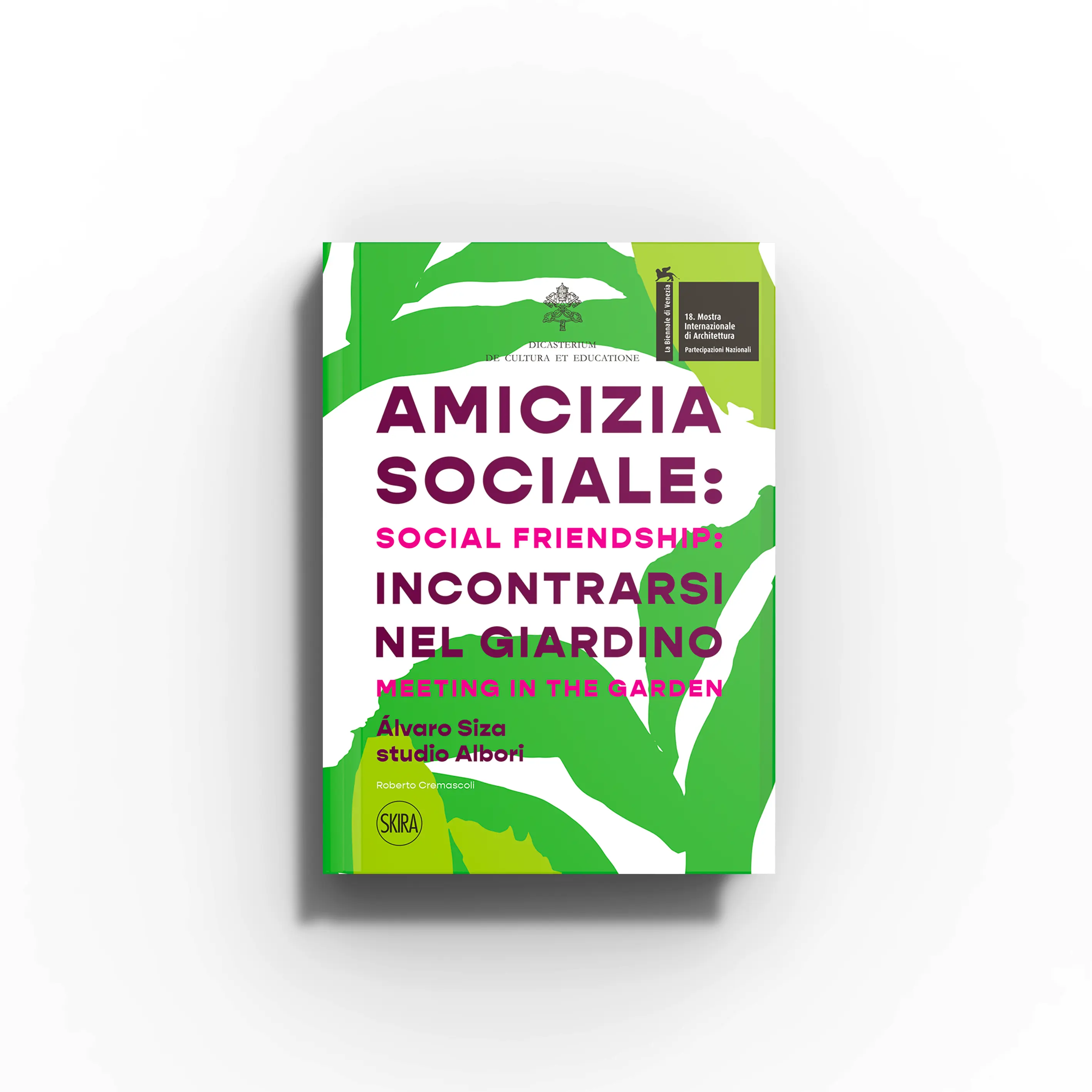 Contemporary art book in green and white with Skira Arte branding, meeting in the garden pavilion national of the Holy See